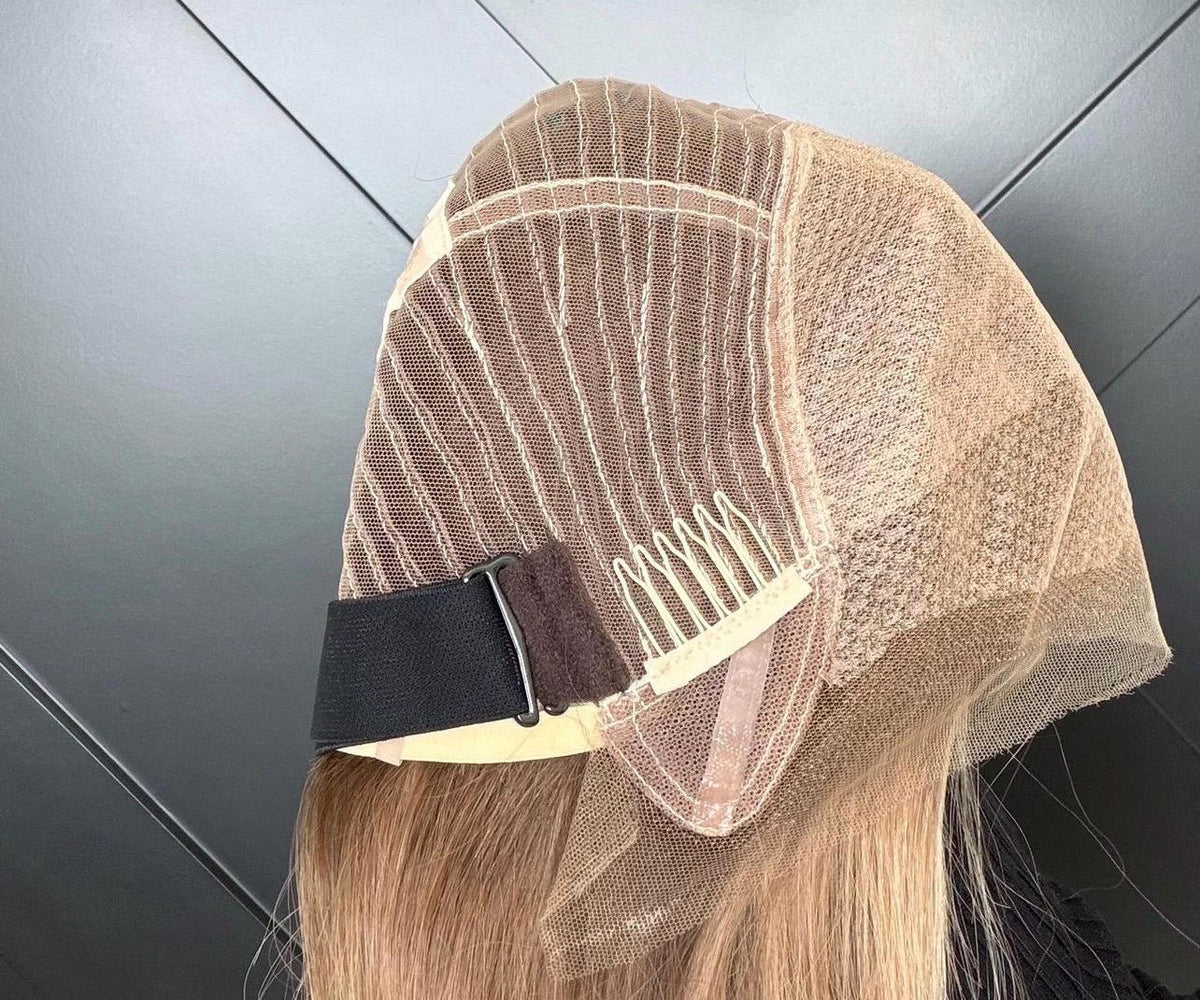 Blended Blonde 16” Human Hair Wig | 180% Density | Realistic Silk Top | Hand-Tied, Soft Waves Wig for Natural Look