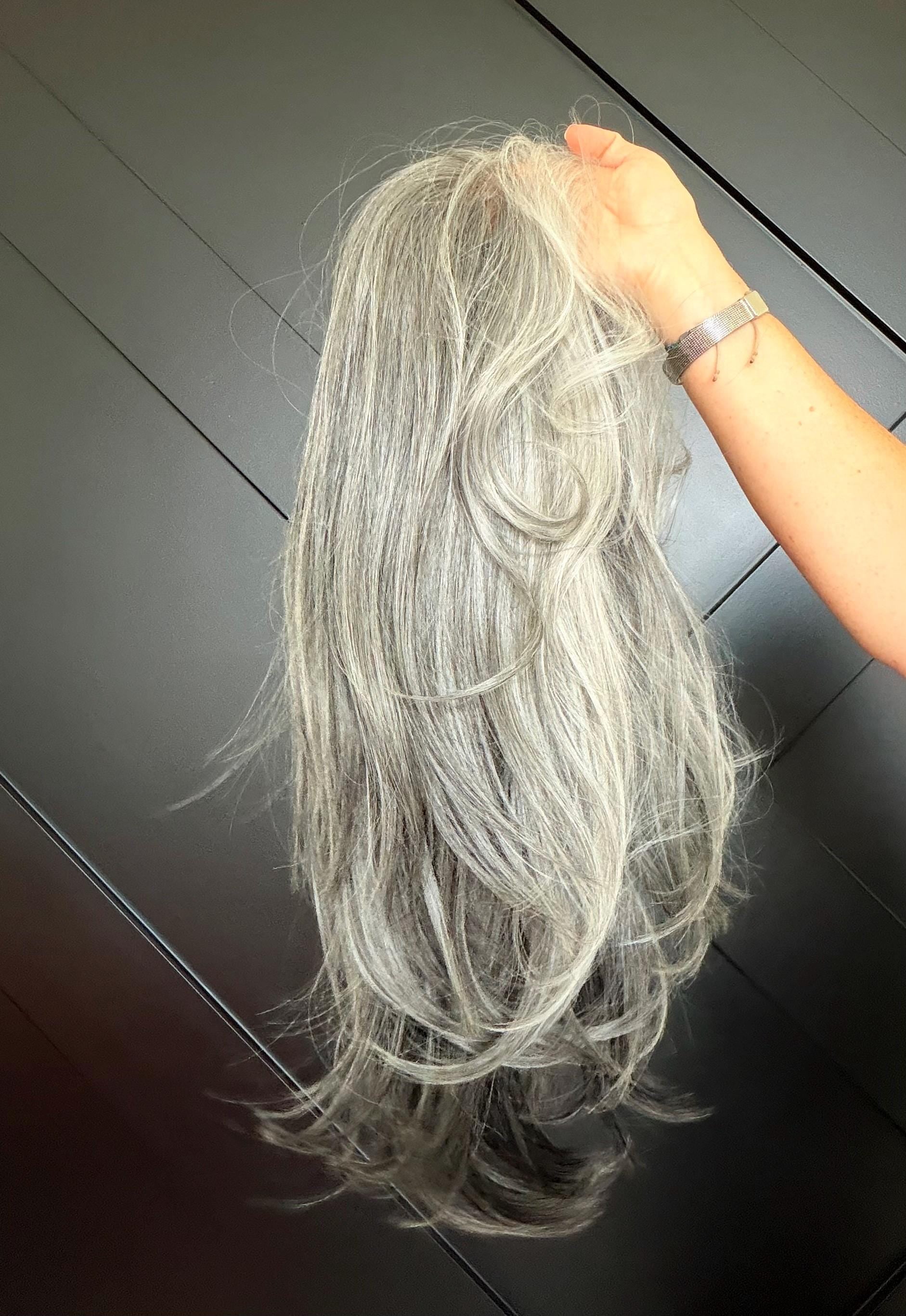 22" Lace Front Wig – Heat-Resistant Futura Fiber, Salt and pepper SWISS. Short length available with cut customization free part PEPPER