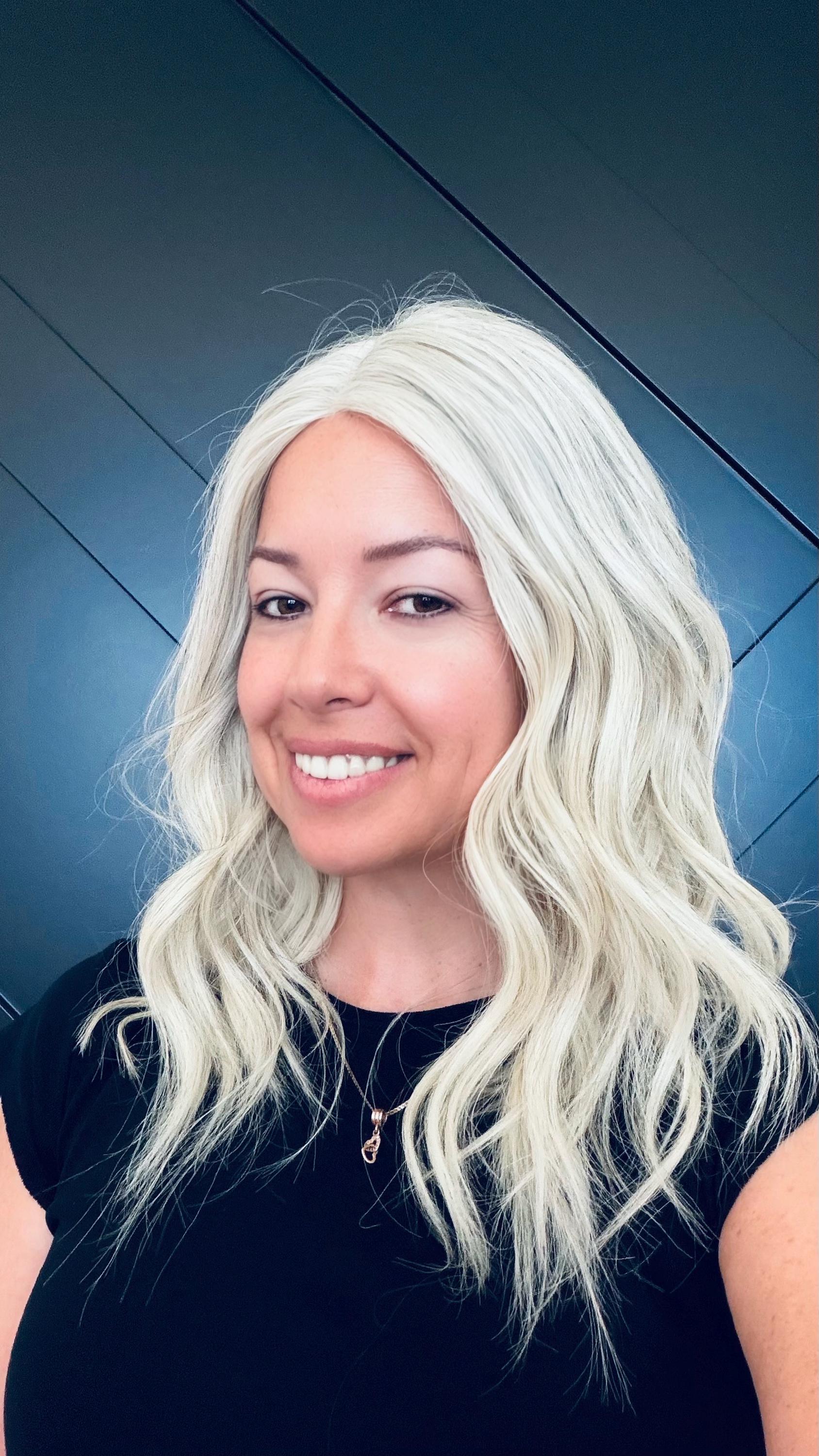 MITZ 9x9 clipless 360 European human hair topper| Salt and Pepper light blonde, closed laced Halo Attachment, Clipless, silk liner 18-24”