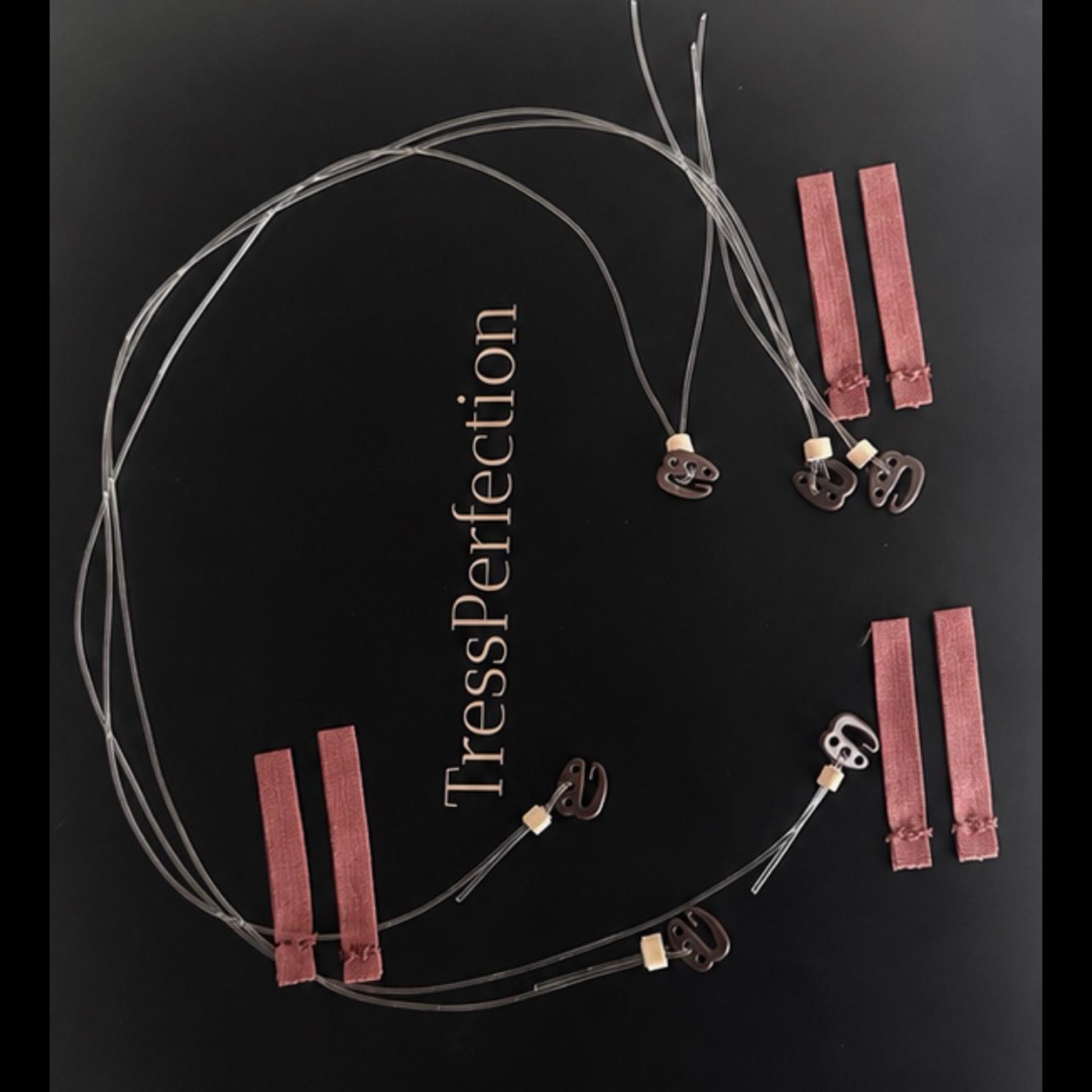 Halo Wire & Fabric Loop Combo Set | 3 Adjustable Invisible Halo Wires + 6 Fabric/Ribbon Loops. 17"+ different lengths available