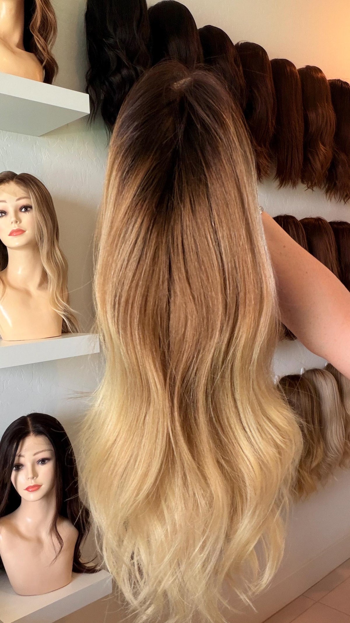 BAKLAVA Lace Front Wig with Liner Premium Brazilian Human Hair | Dark roots Blonde Balayage Natural Density 18-28" Ready to Ship as Shown