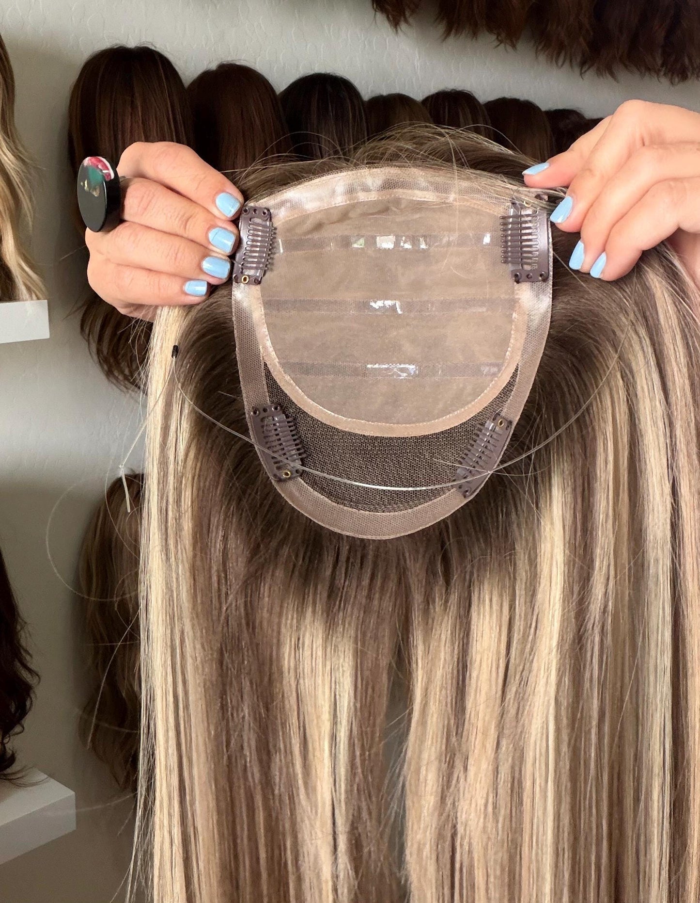 TAFFY 16-18" 5x6.5 Silk Top Human Hair Topper – Ashy blonde | low Density | Realistic Scalp Look | Brazilian Remy Human Hair