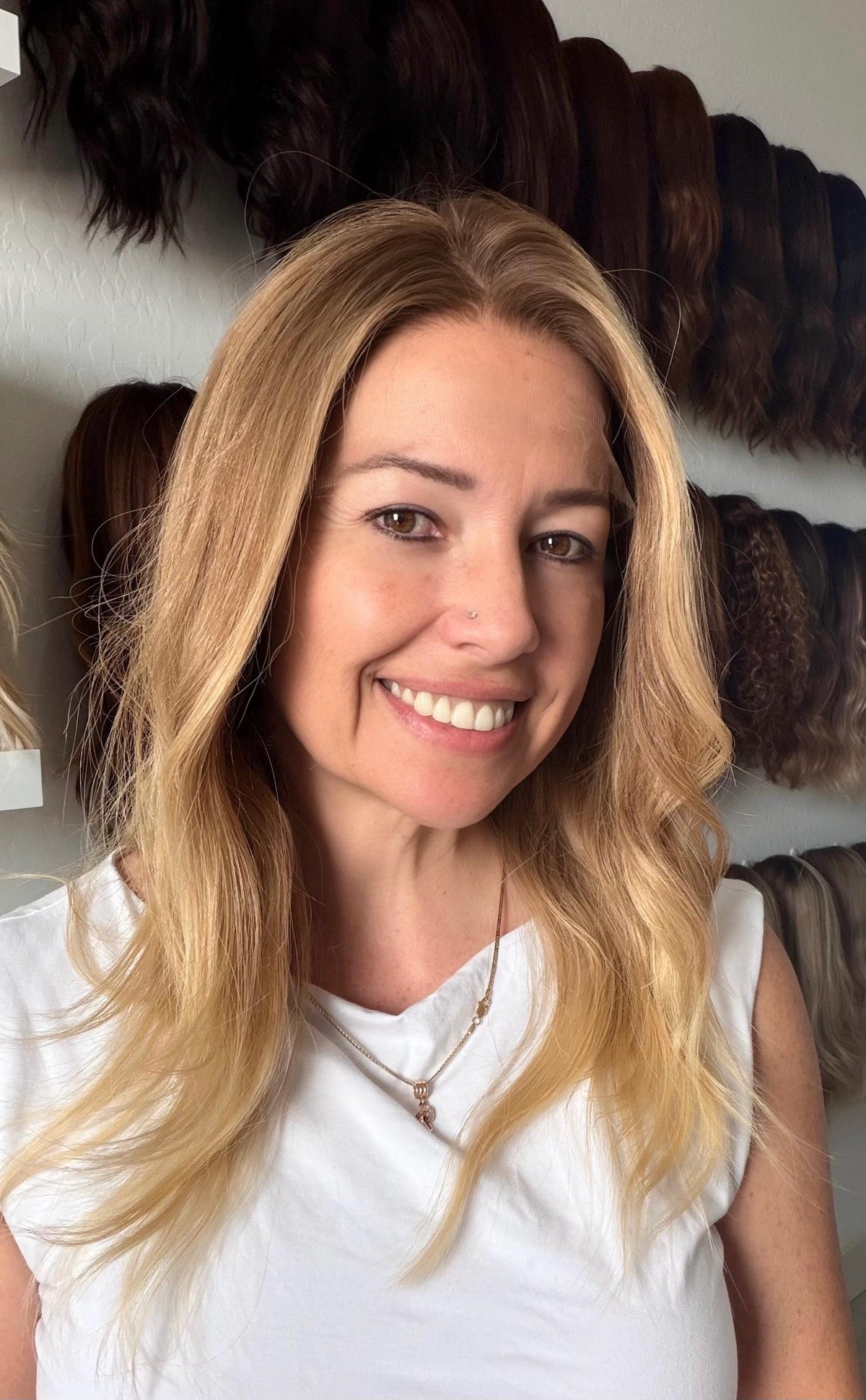 MOCHI Layered Brazilian Remy Human Hair Wig | Natural Density 5x5.5” Lace Top Wig | 18-28” Gloden Blonde Balayage.