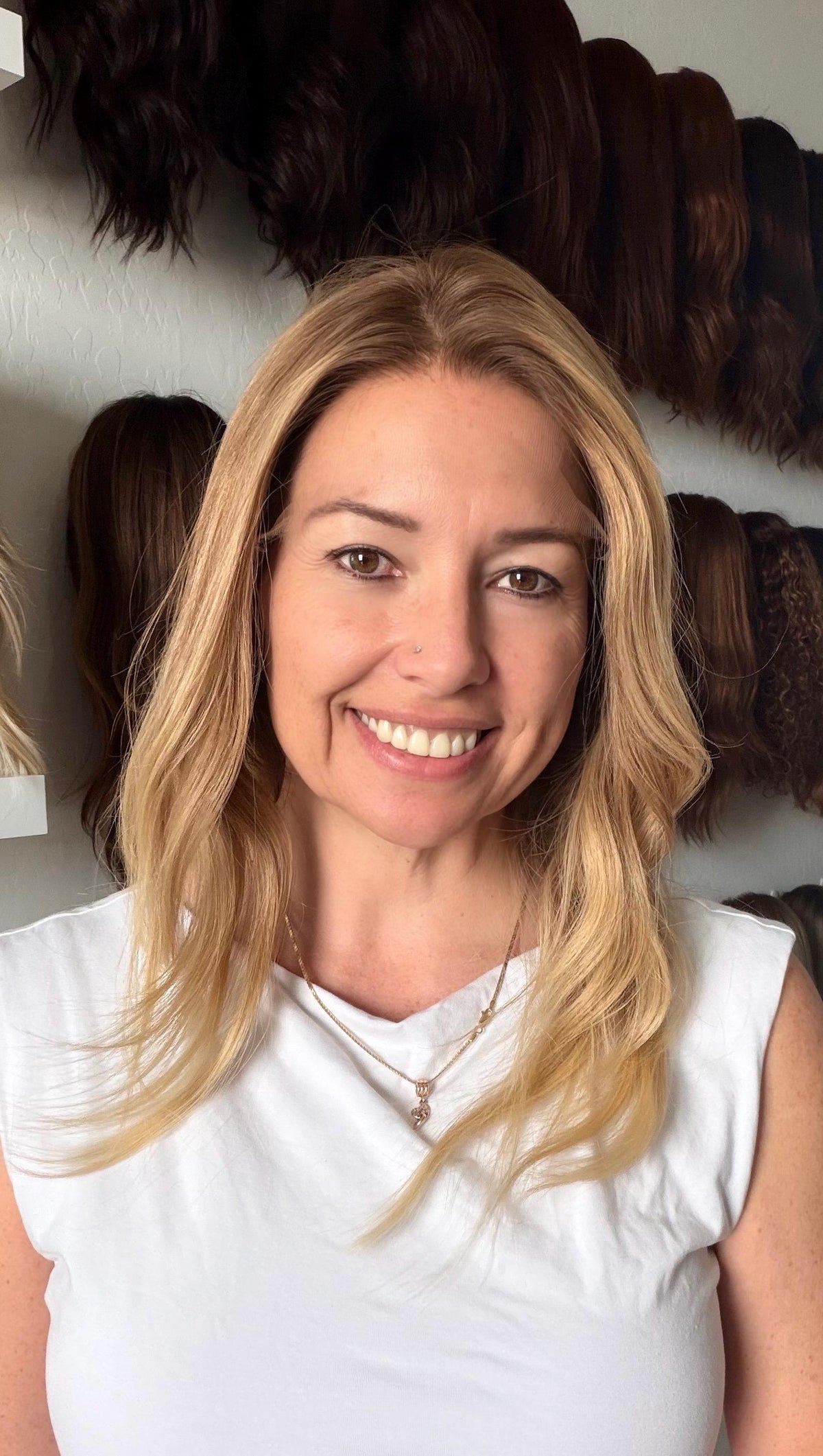 MOCHI Layered Brazilian Remy Human Hair Wig | Natural Density 5x5.5” Lace Top Wig | 18-28” Gloden Blonde Balayage.