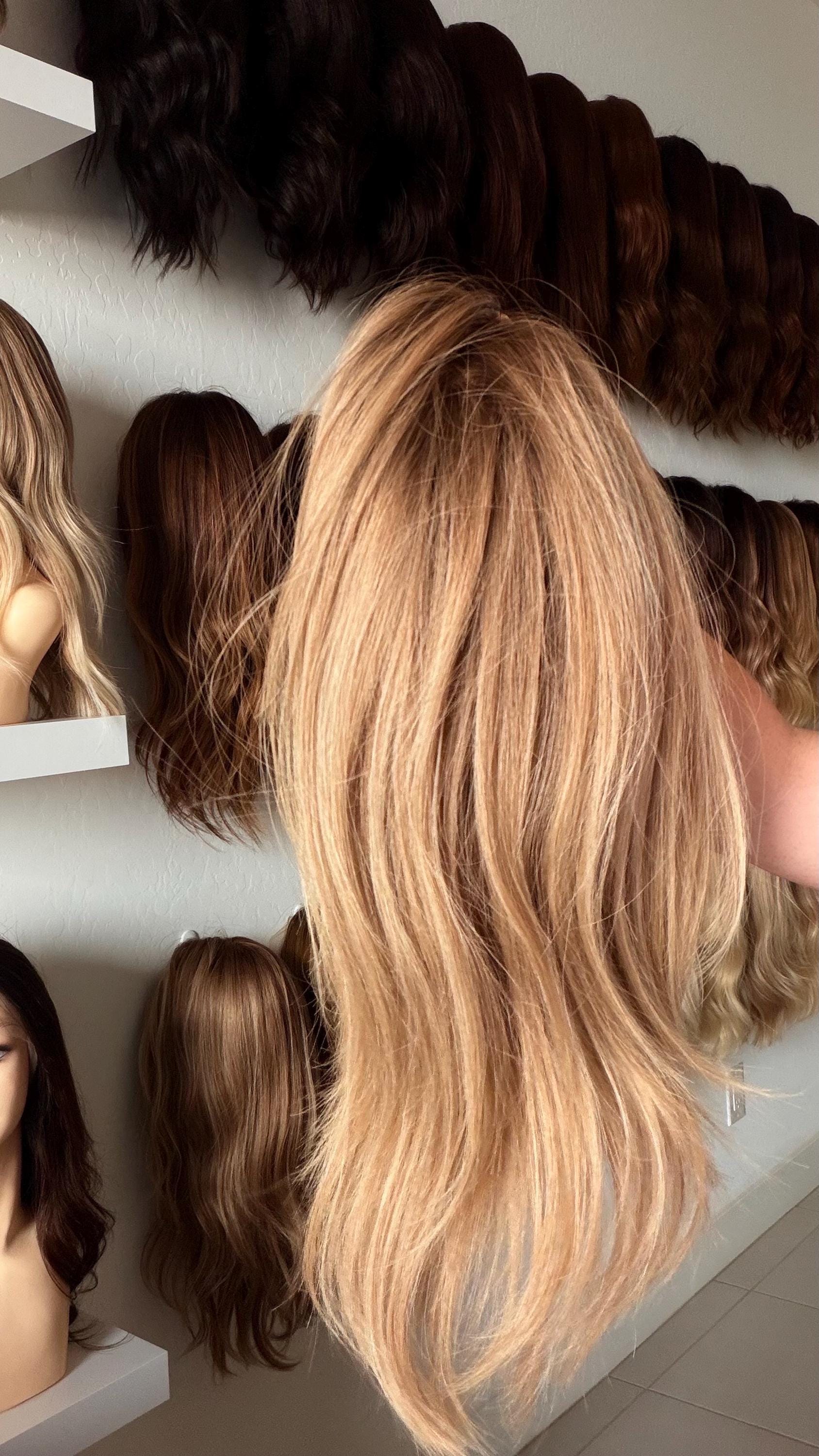 MADELEINE 9x9 Clipless Brazilian Remy Human Hair with Halo | 5x5 Lace Top, ash blonde rooted, 16”, low density