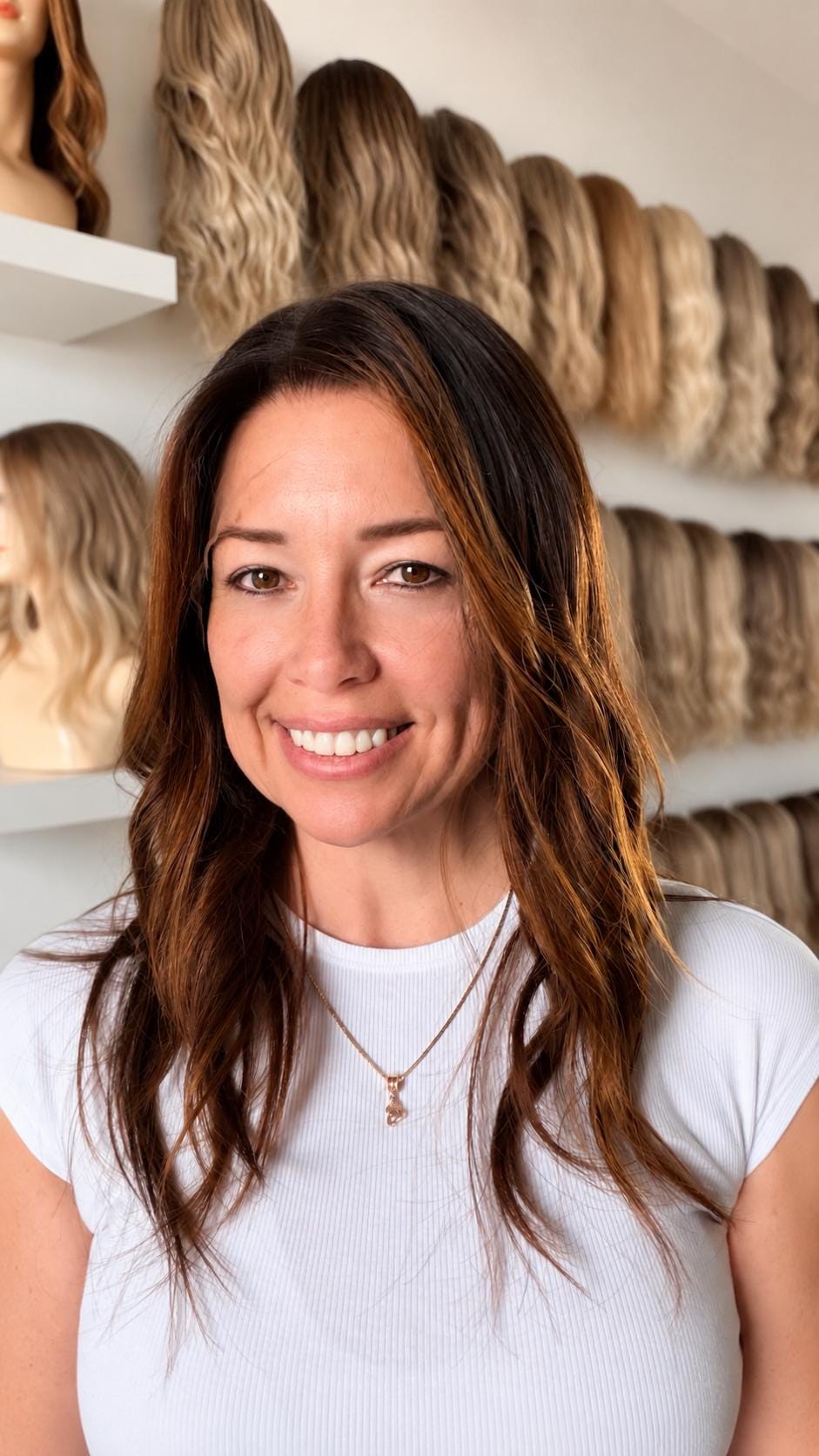 MACARON Layered Brazilian Remy Human Hair Wig | Natural Density 5x5.5” Lace Top Wig | 18-28” dark root Copper Balayage