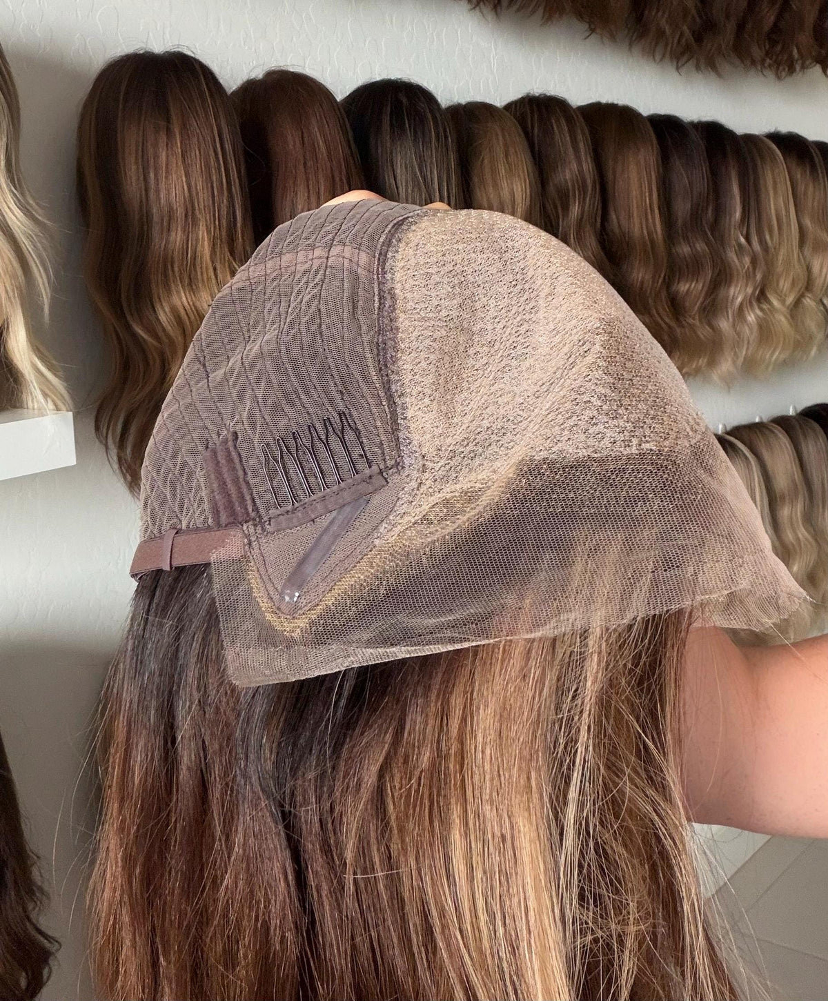 LOLLIPOP Layered Brazilian Remy Human Hair Wig | Natural Density 5x5.5” Lace Top Wig | 18-28” Brunette Beige Blend