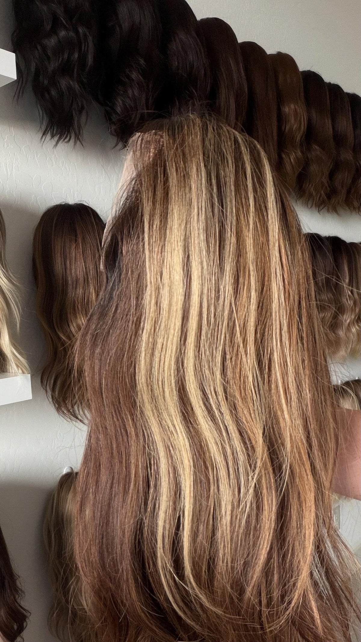 LOLLIPOP Layered Brazilian Remy Human Hair Wig | Natural Density 5x5.5” Lace Top Wig | 18-28” Brunette Beige Blend