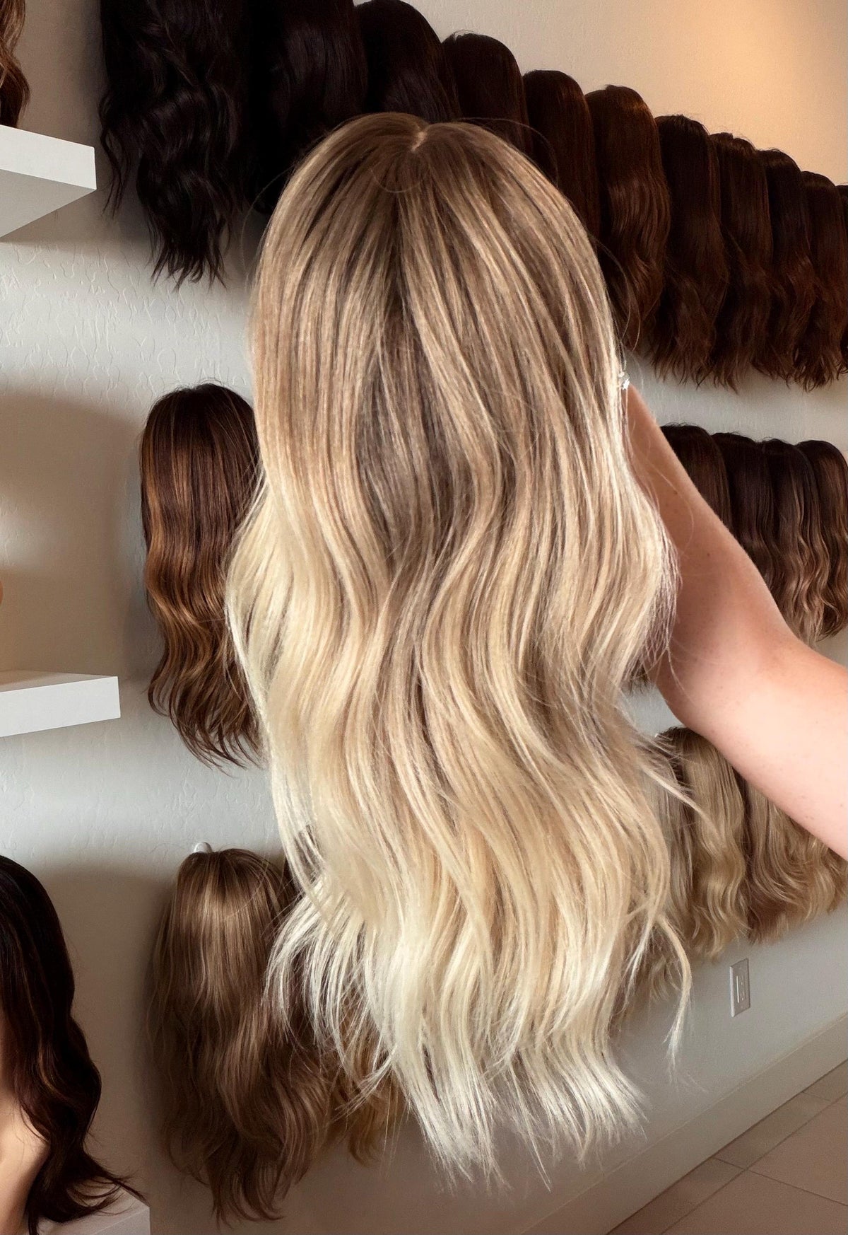 GELATO Layered Brazilian Remy Human Hair Wig | Natural Density 5x5.5” Lace Top Wig | 18-28” Light Blonde Balayage.