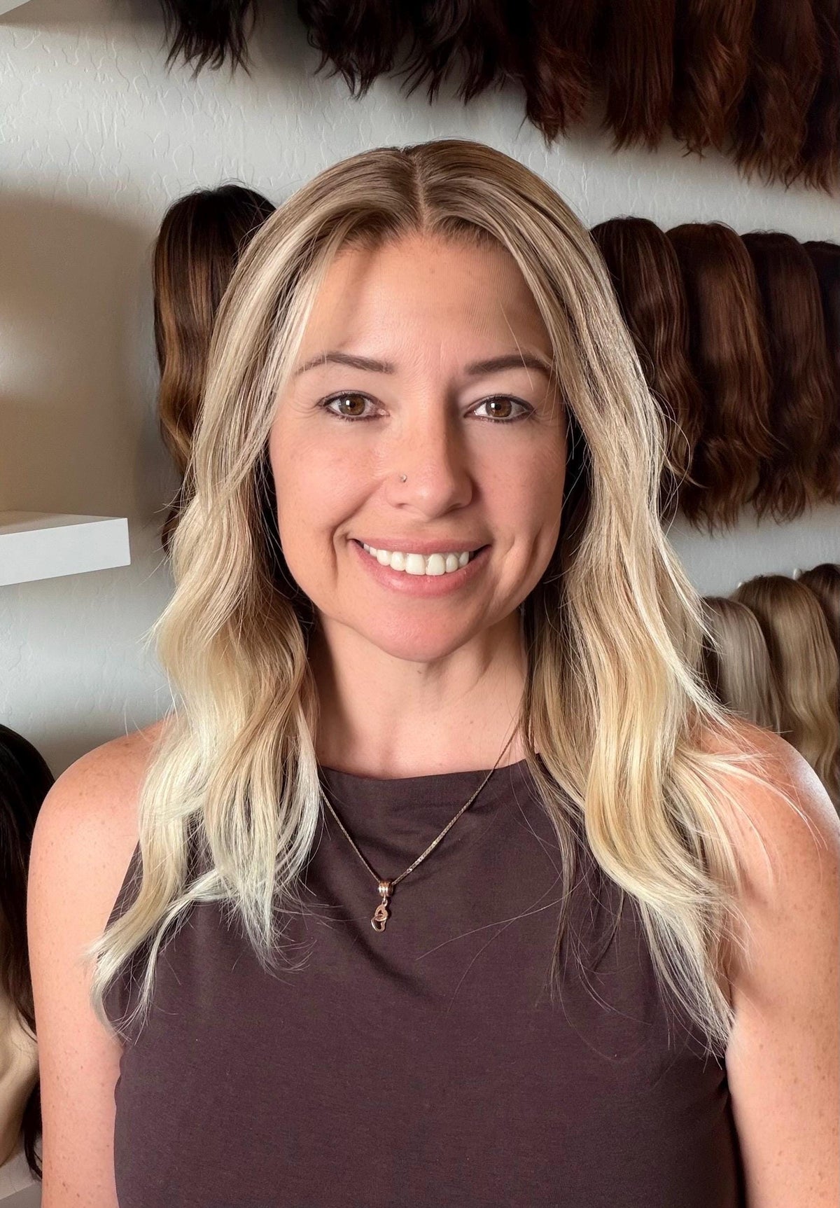 GELATO Layered Brazilian Remy Human Hair Wig | Natural Density 5x5.5” Lace Top Wig | 18-28” Light Blonde Balayage.