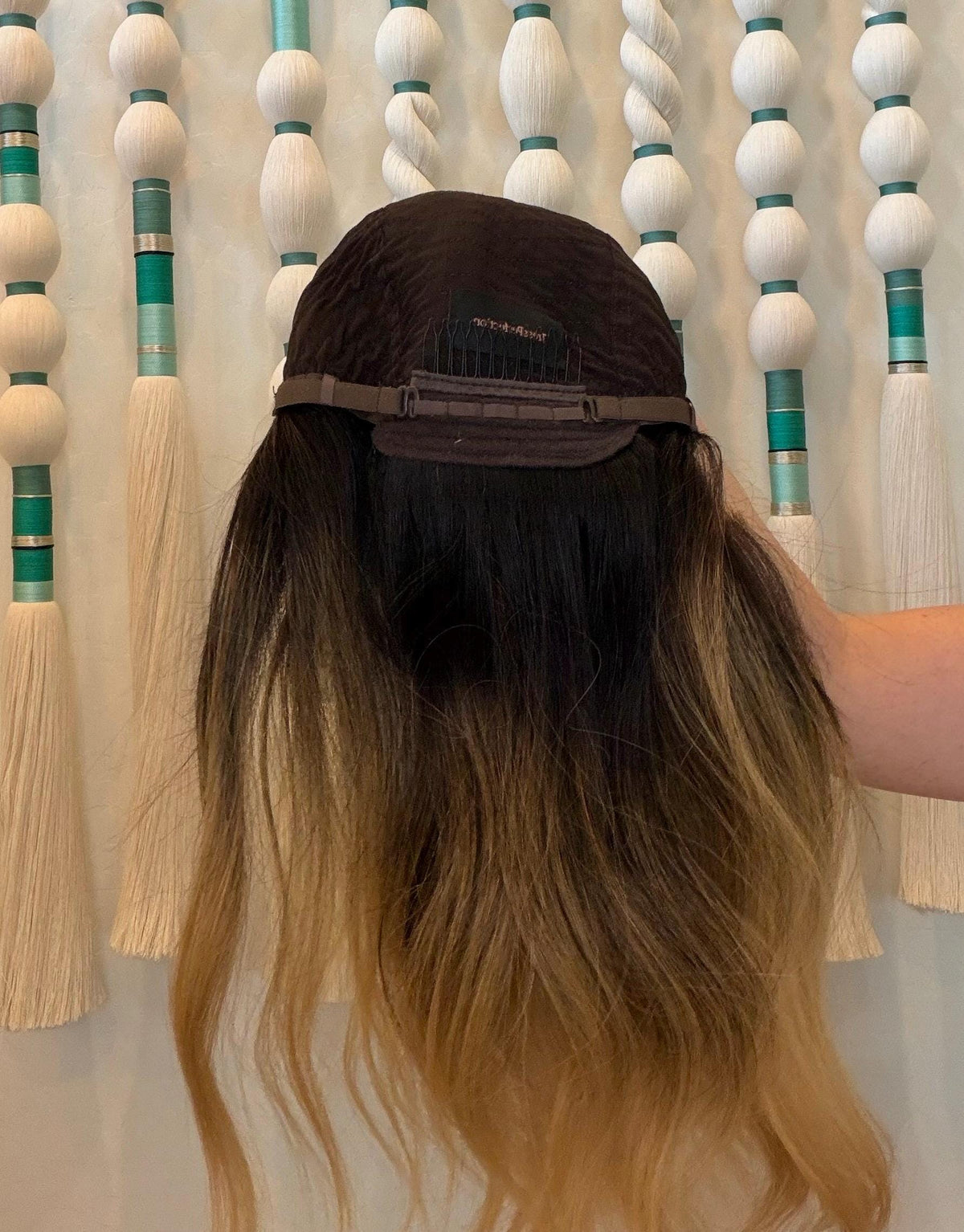 DULCE Layered Brazilian Remy Human Hair Wig | Medium Density 13x6 Lace Front Wig | dark brown w/blonde balayage | 18-28"” Bleached Knots