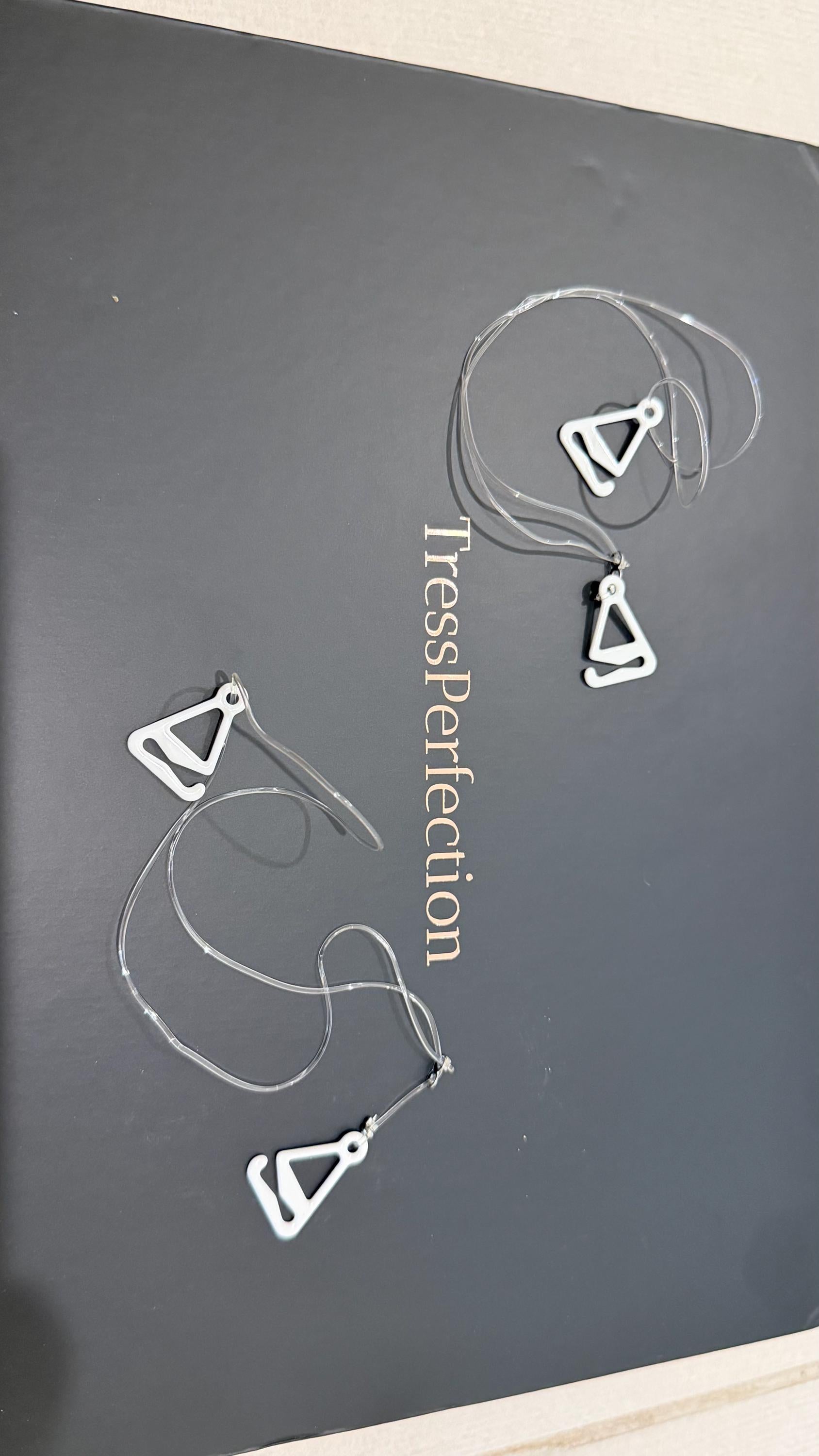 Invisible Wig Wire Hooks: Halo Attachment, Set of 2 Clear Adjustable Wires white or black
