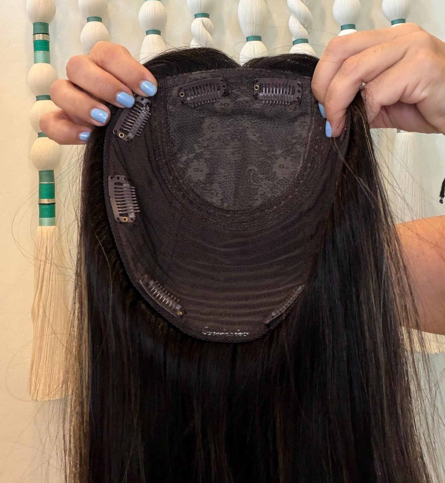 TAPIOCA 18" 8x8 topper 4x4 Silk Top Human Hair Topper – Natural Black Highlights | | Realistic Scalp Look | Brazilian Remy Human Hair