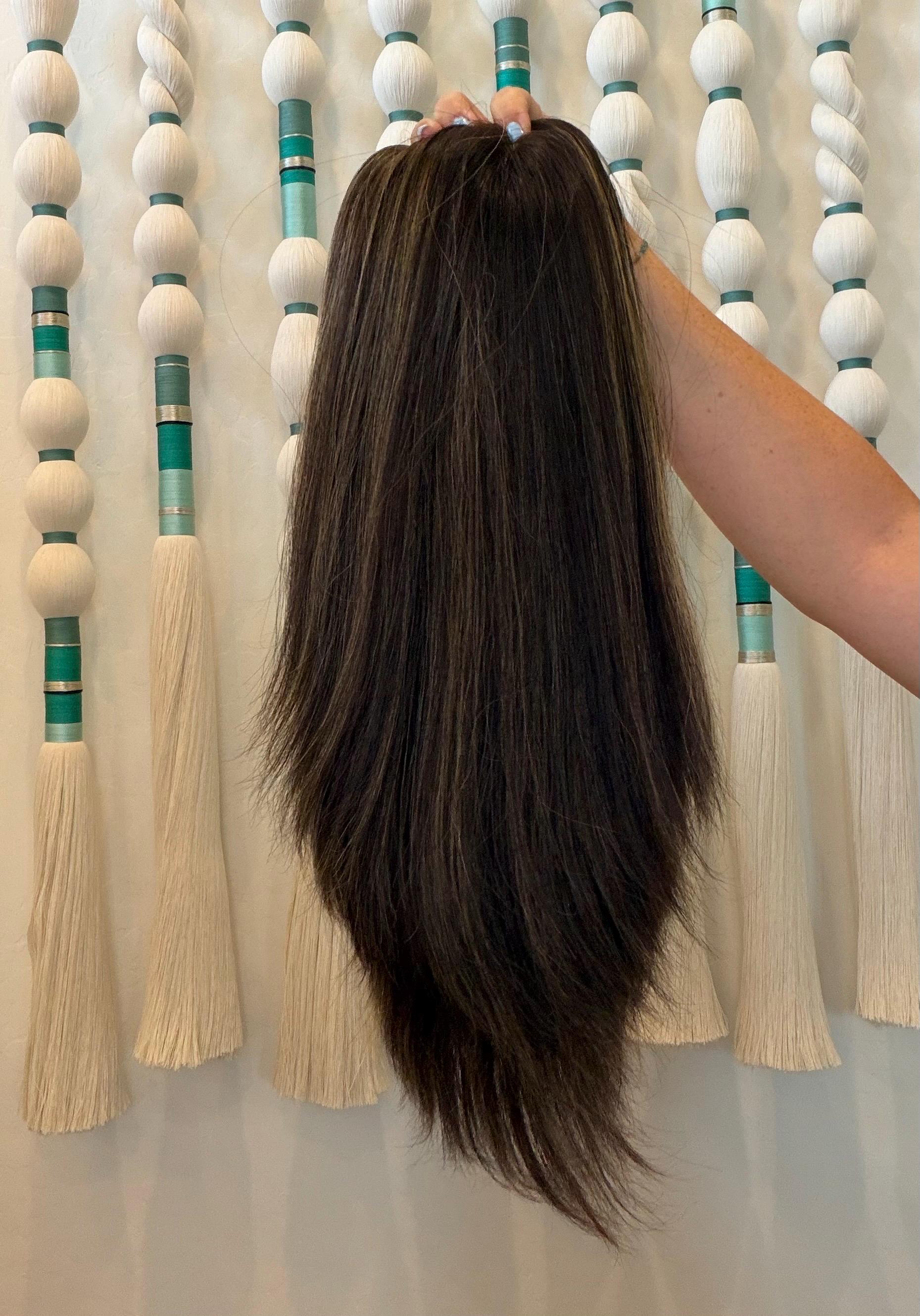 TAPIOCA 18" 8x8 topper 4x4 Silk Top Human Hair Topper – Natural Black Highlights | | Realistic Scalp Look | Brazilian Remy Human Hair
