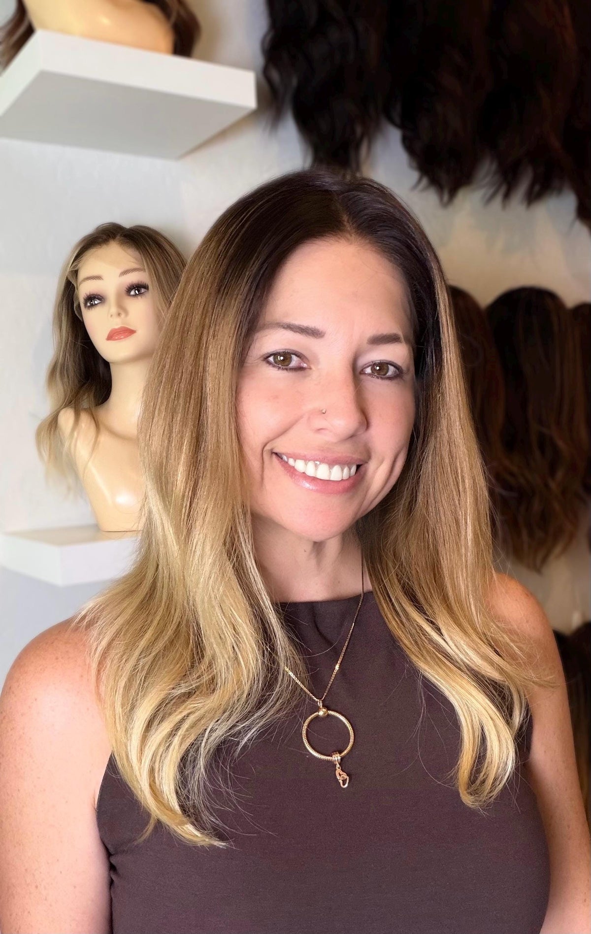 BAKLAVA Lace Front Wig with Liner Premium Brazilian Human Hair | Dark roots Blonde Balayage Natural Density 18-28" Ready to Ship as Shown