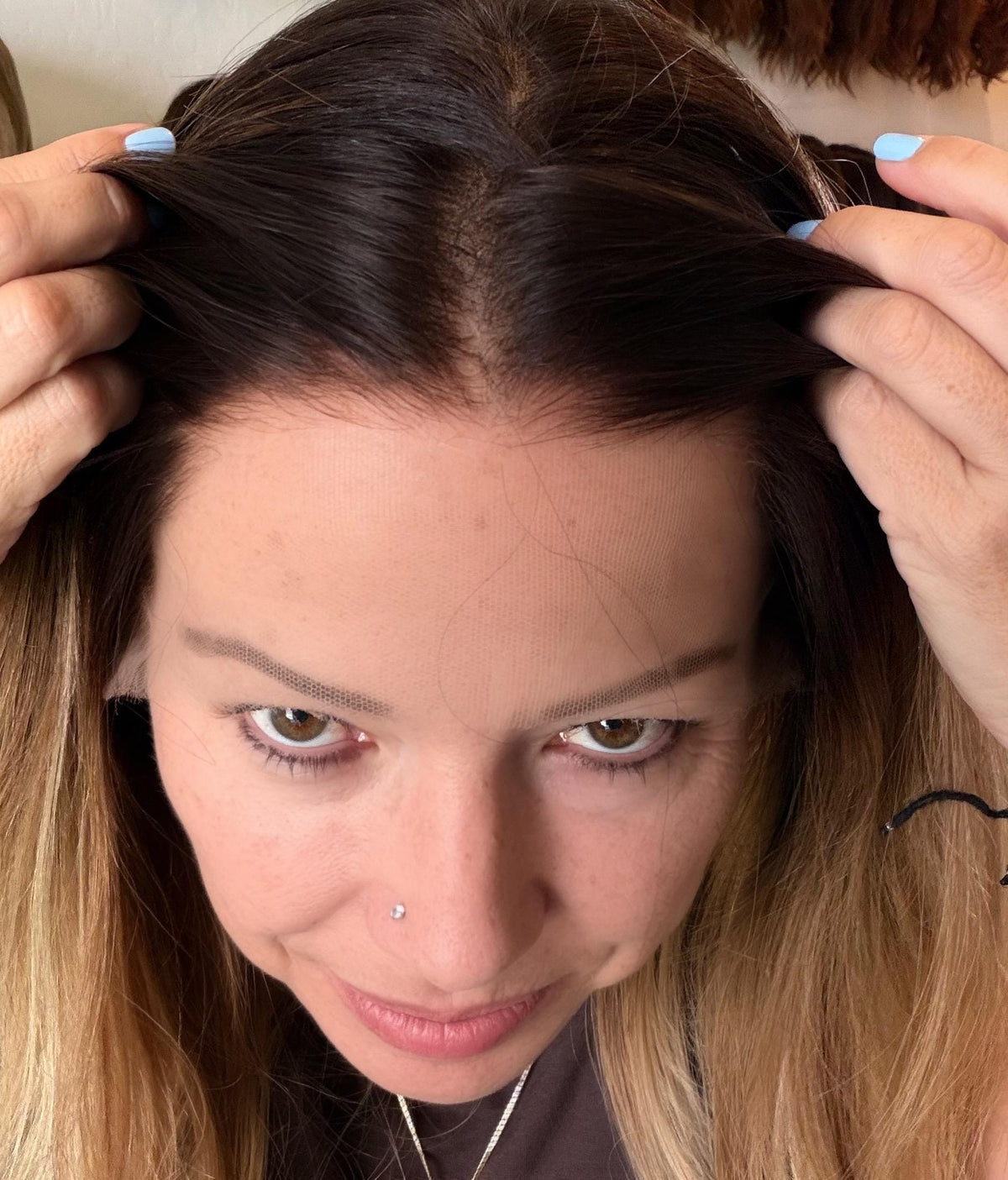 BAKLAVA Lace Front Wig with Liner Premium Brazilian Human Hair | Dark roots Blonde Balayage Natural Density 18-28" Ready to Ship as Shown