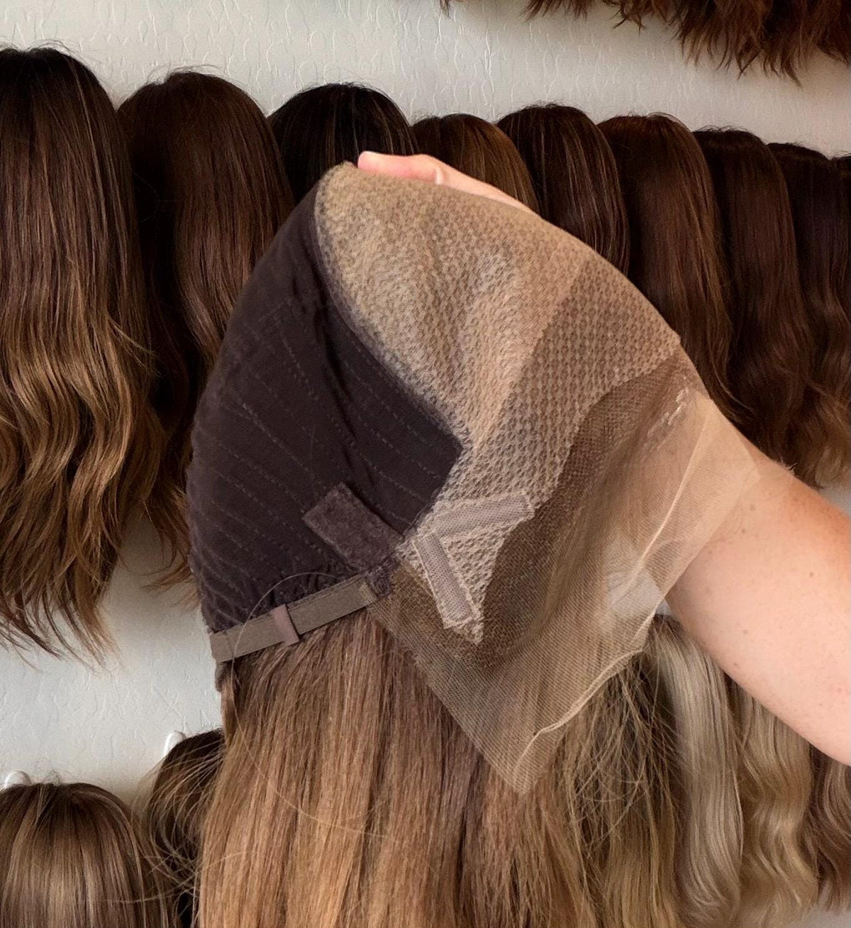 FLAN Layered Brazilian Remy Human Hair Wig | Size medium 13x6 Lace Front Wig | Golden Honey Vtabs | 22” Bleached Knots