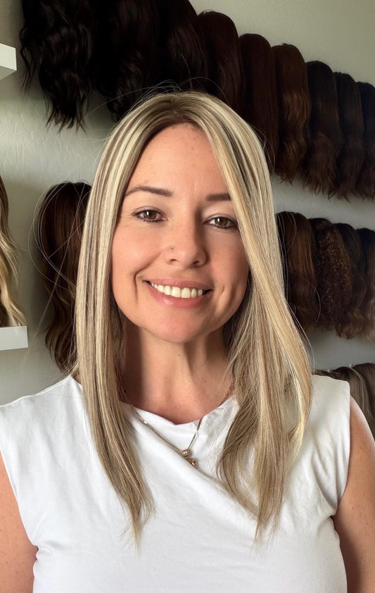 TAFFY 16-18" 5x6.5 Silk Top Human Hair Topper – Ashy blonde | low Density | Realistic Scalp Look | Brazilian Remy Human Hair