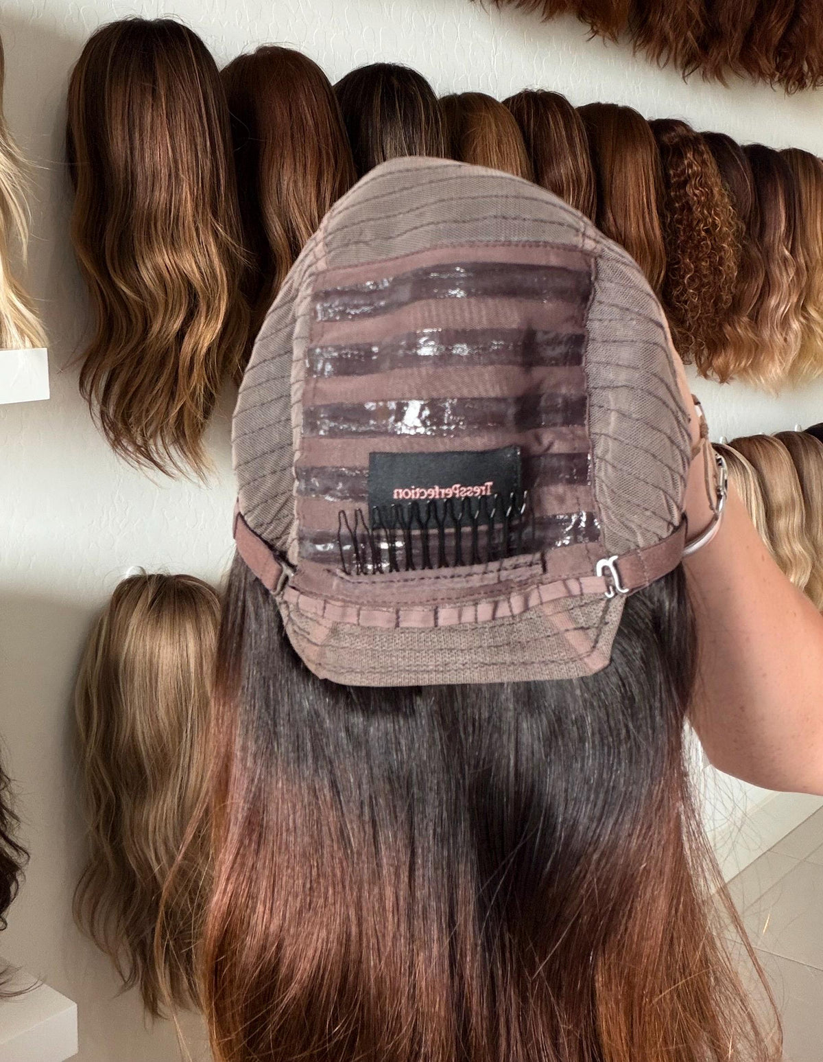 DONUT Layered Brazilian Remy Human Hair Wig | Natural Density 5x5.5” Lace Top Wig | 18-28” dark root Auburn Balayage.