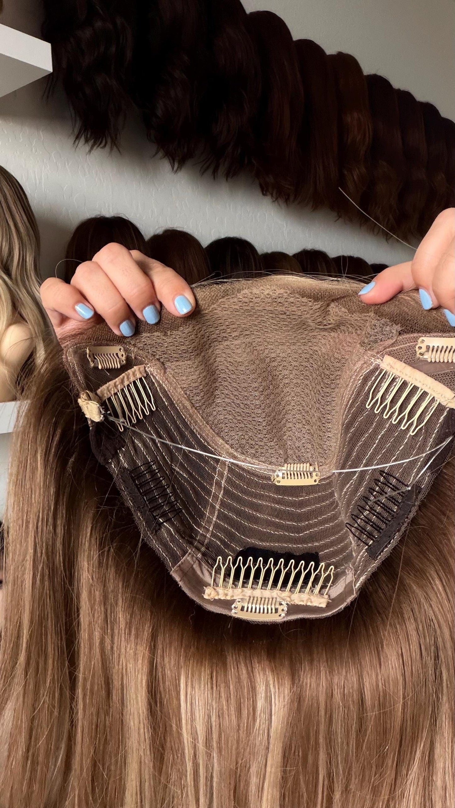 MADELEINE 9x9 Clipless Brazilian Remy Human Hair with Halo | 5x5 Lace Top, ash blonde rooted, 16”, low density