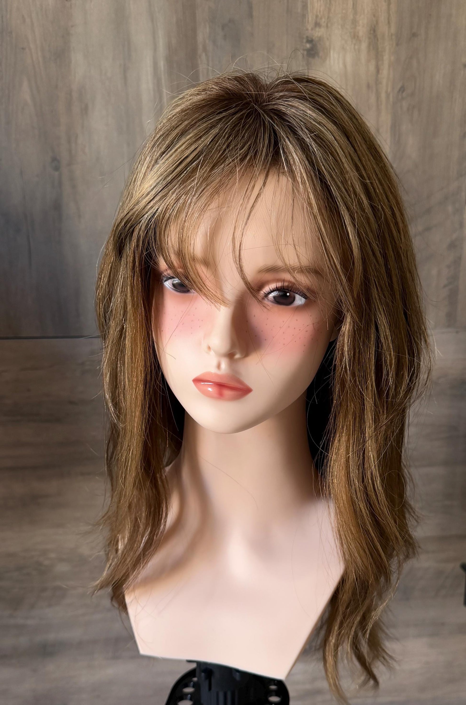 Human Hair Fringe Bangs Topper 3x4.5” | golden blonde with darker roots Human hair | hair Coverage | Thinning Hair | 10" | JILL
