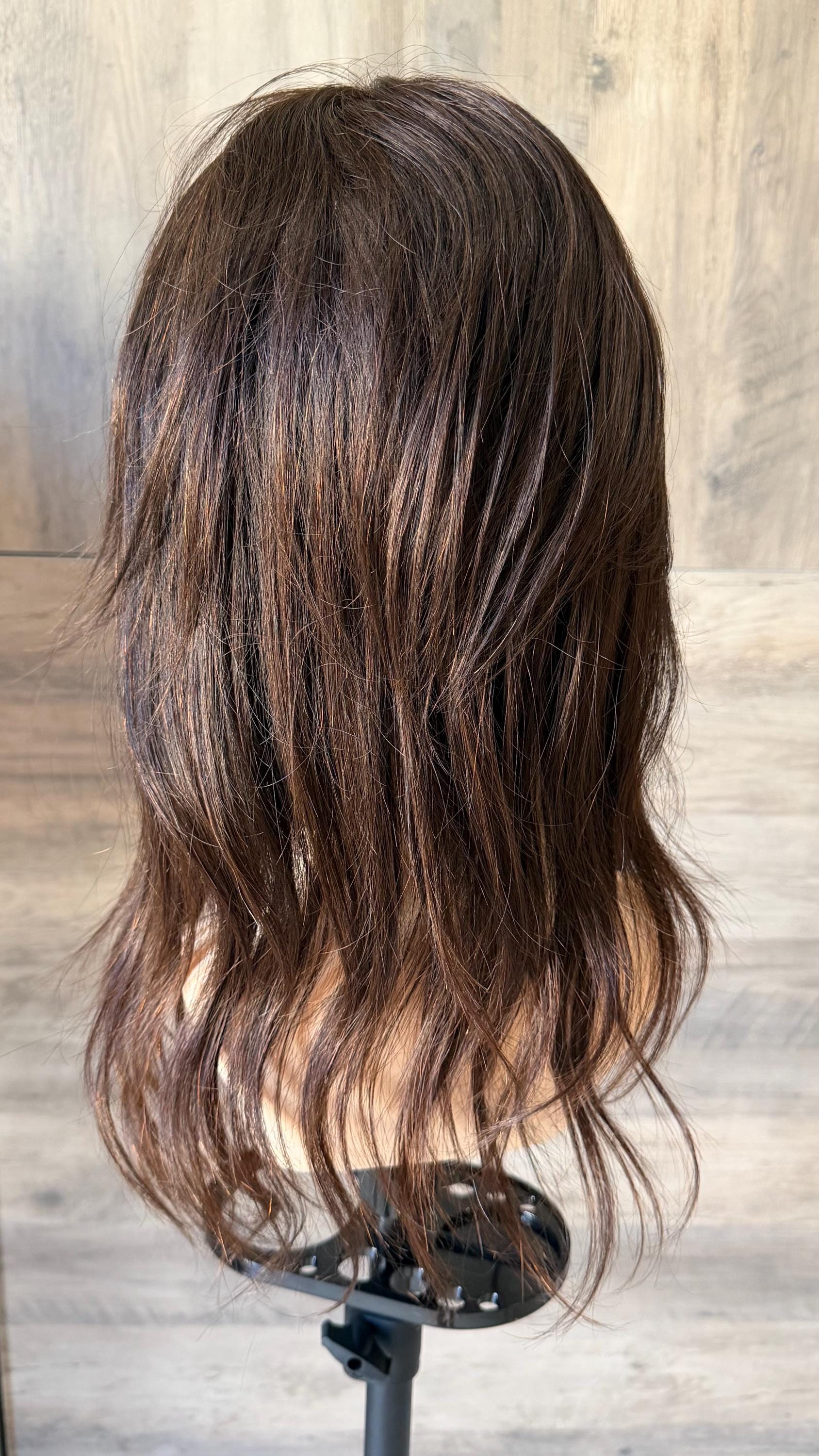 Human Hair Fringe Bangs Topper 3x4.5” | Dark Brown Human hair | hair Coverage | Thinning Hair | 10" | VANILLA