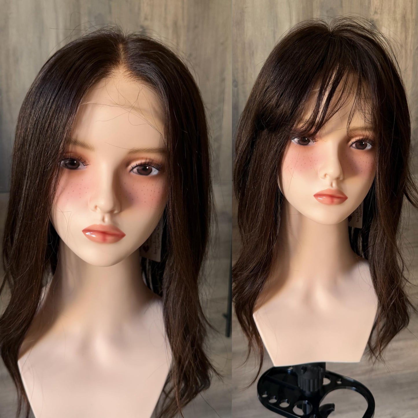 Human Hair Fringe Bangs Topper 3x4.5” | Dark Brown Human hair | hair Coverage | Thinning Hair | 10" | VANILLA