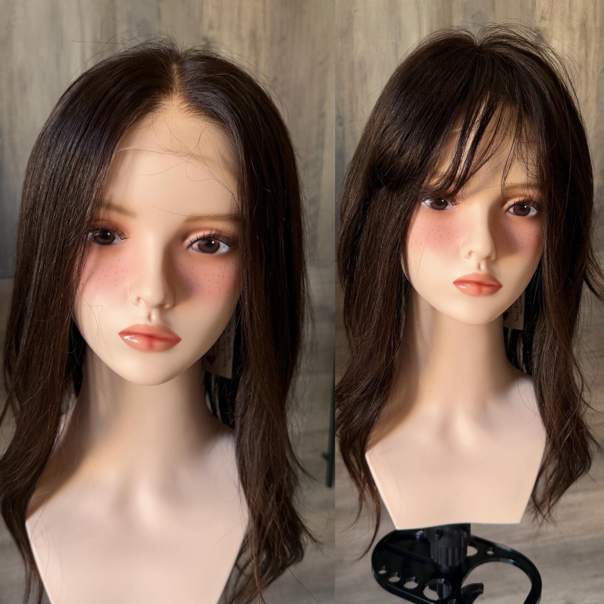 Human Hair Fringe Bangs Topper 3x4.5” | Dark Brown Human hair | hair Coverage | Thinning Hair | 10" | VANILLA