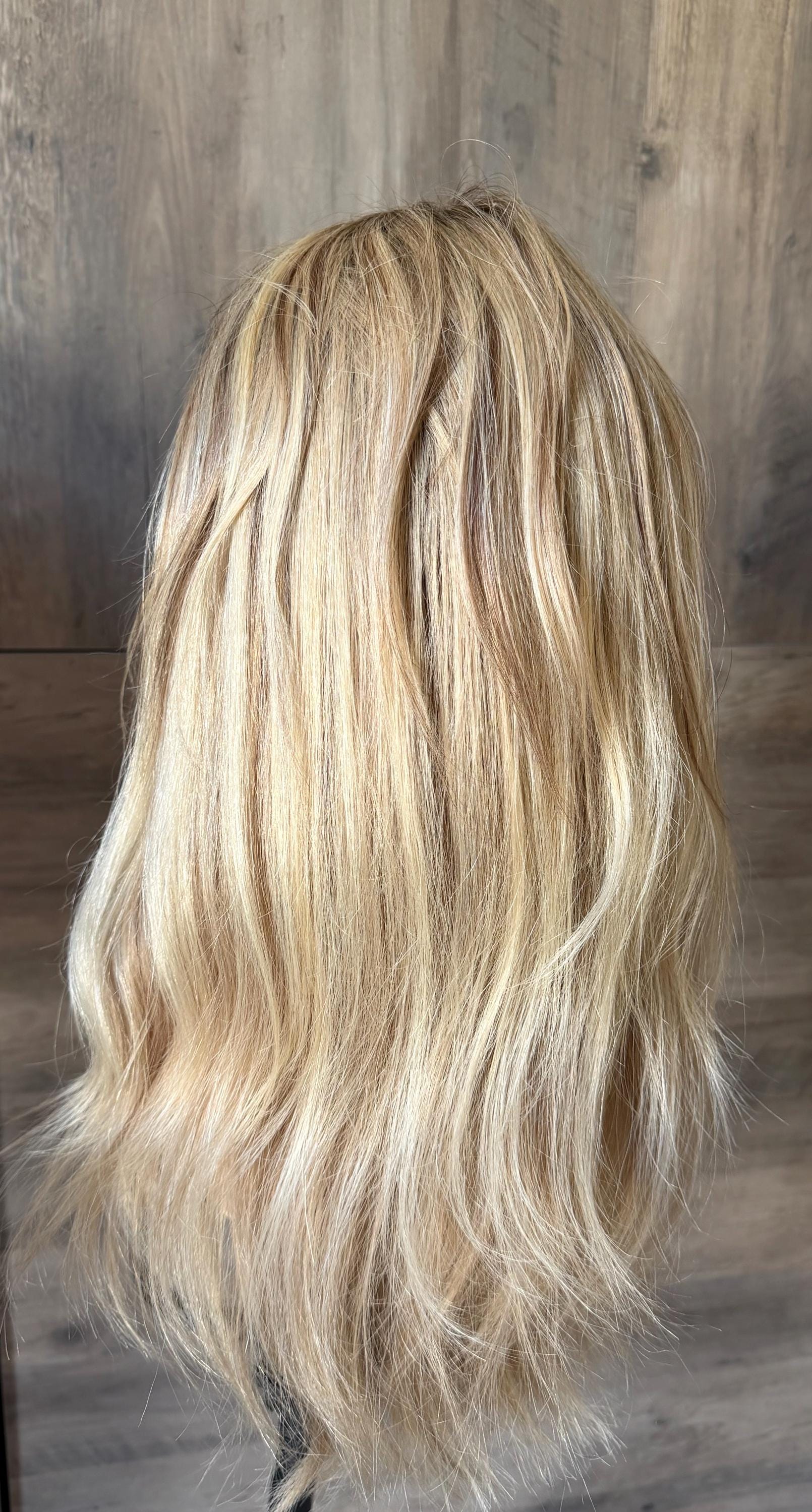Human Hair Fringe Bangs Topper 3x4.5” | ashy blonde with mushroom roots Human hair | hair Coverage | Thinning Hair | 10" | CHITAKE