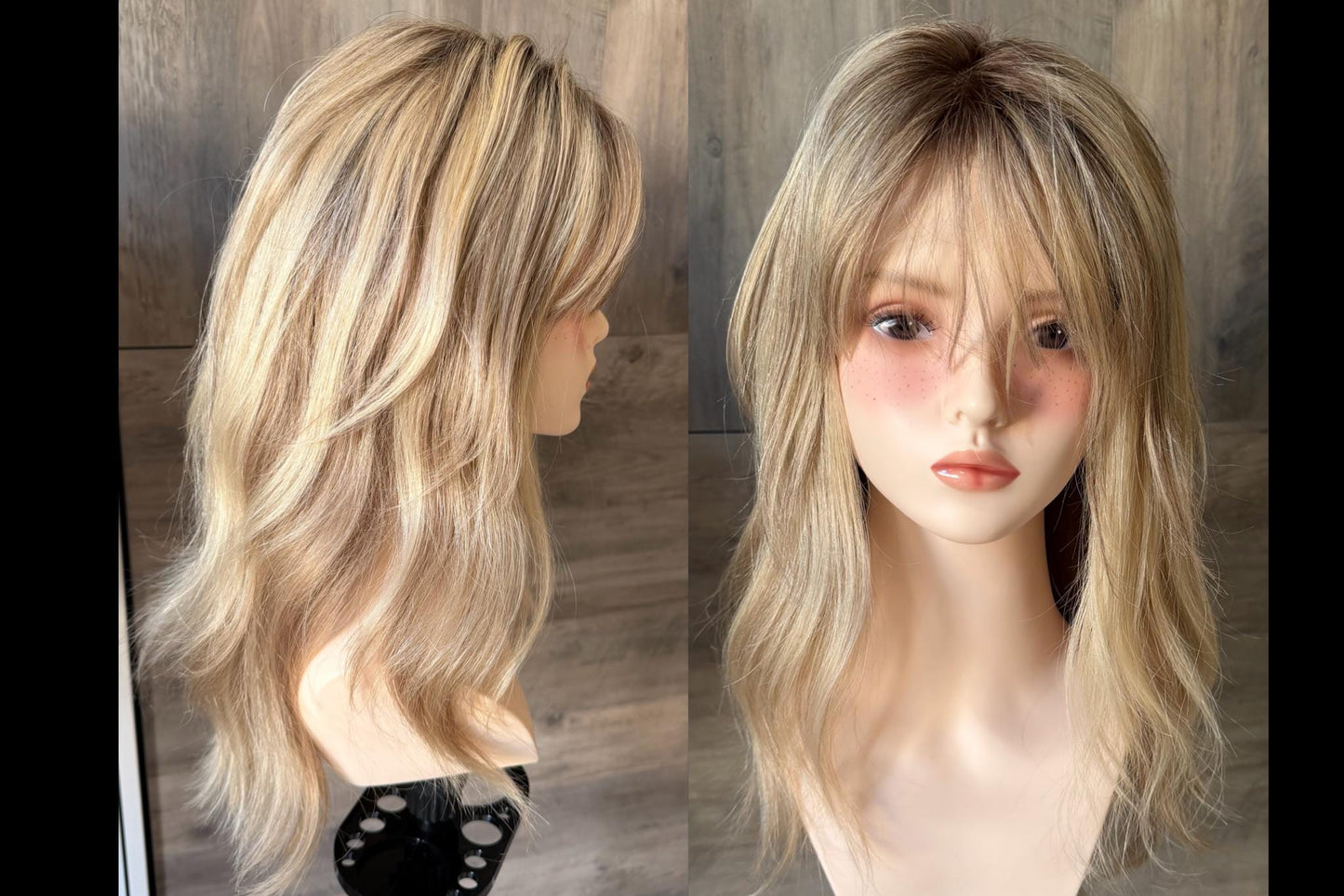 Human Hair Fringe Bangs Topper 3x4.5” | ashy blonde with mushroom roots Human hair | hair Coverage | Thinning Hair | 10" | CHITAKE