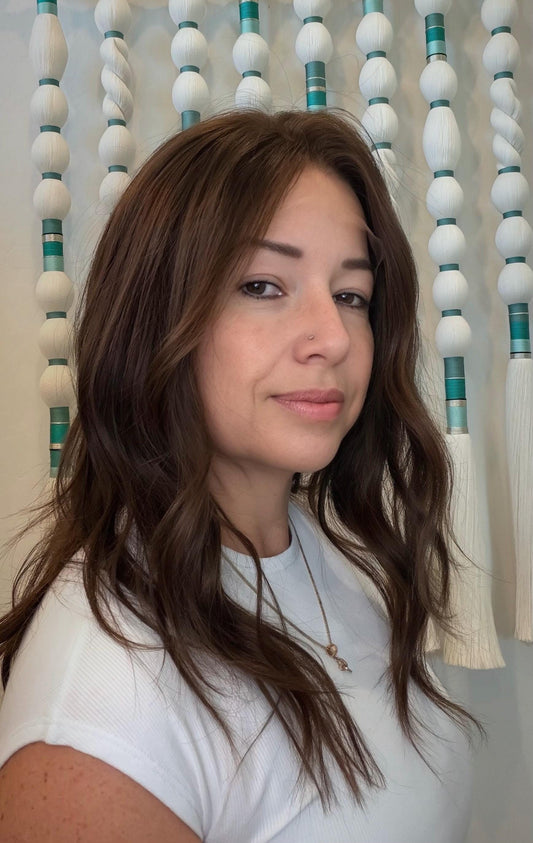 CANOLI Layered Brazilian Remy Human Hair Wig | Natural Density 5x5.5” Lace Top Wig | 18-28” Medium Brown #4 ashy