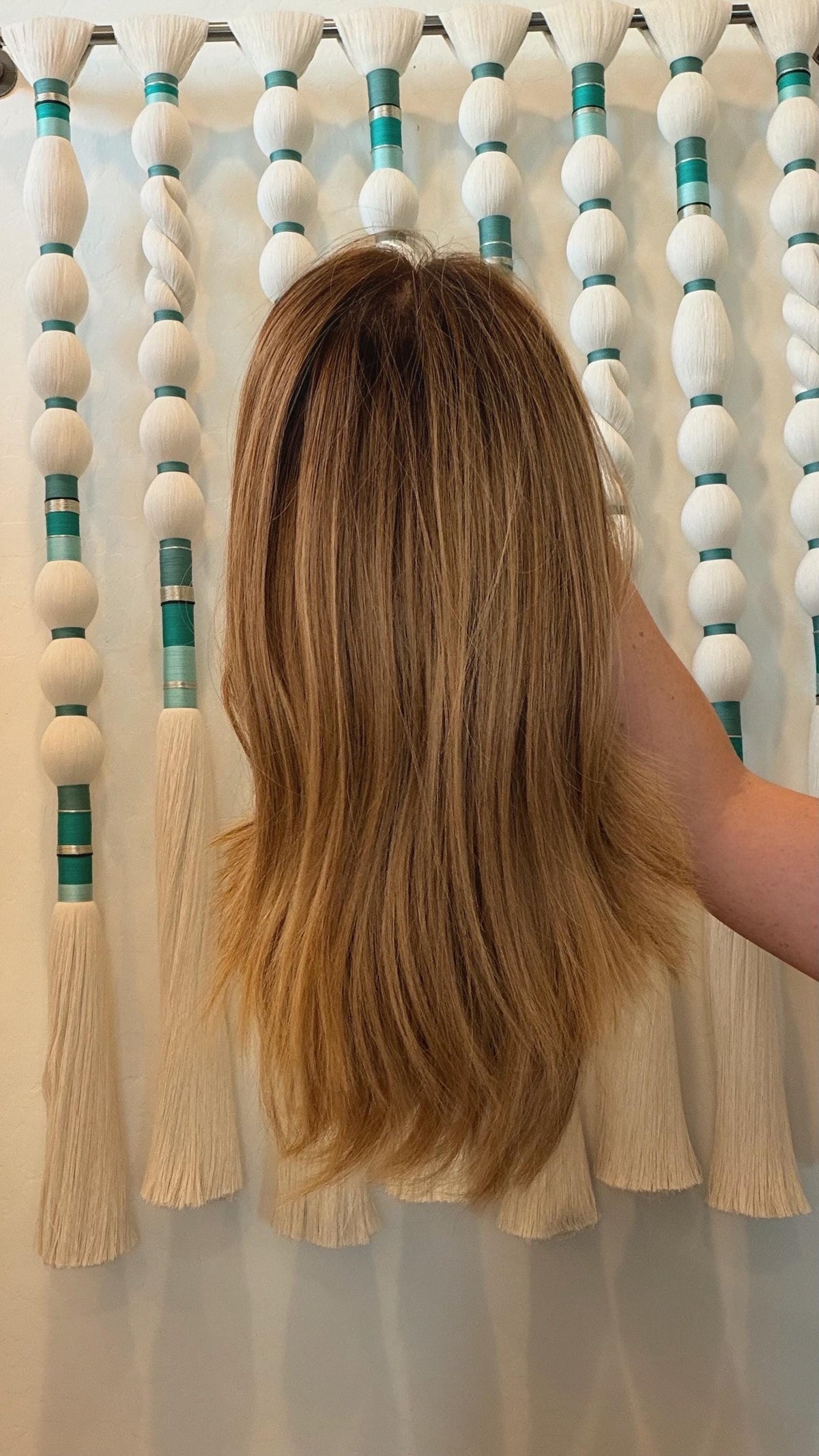 MELCOCHA Layered Brazilian Remy Human Hair Wig | Natural Density Lace Top Wig | 16 Golden Blonde light brown root