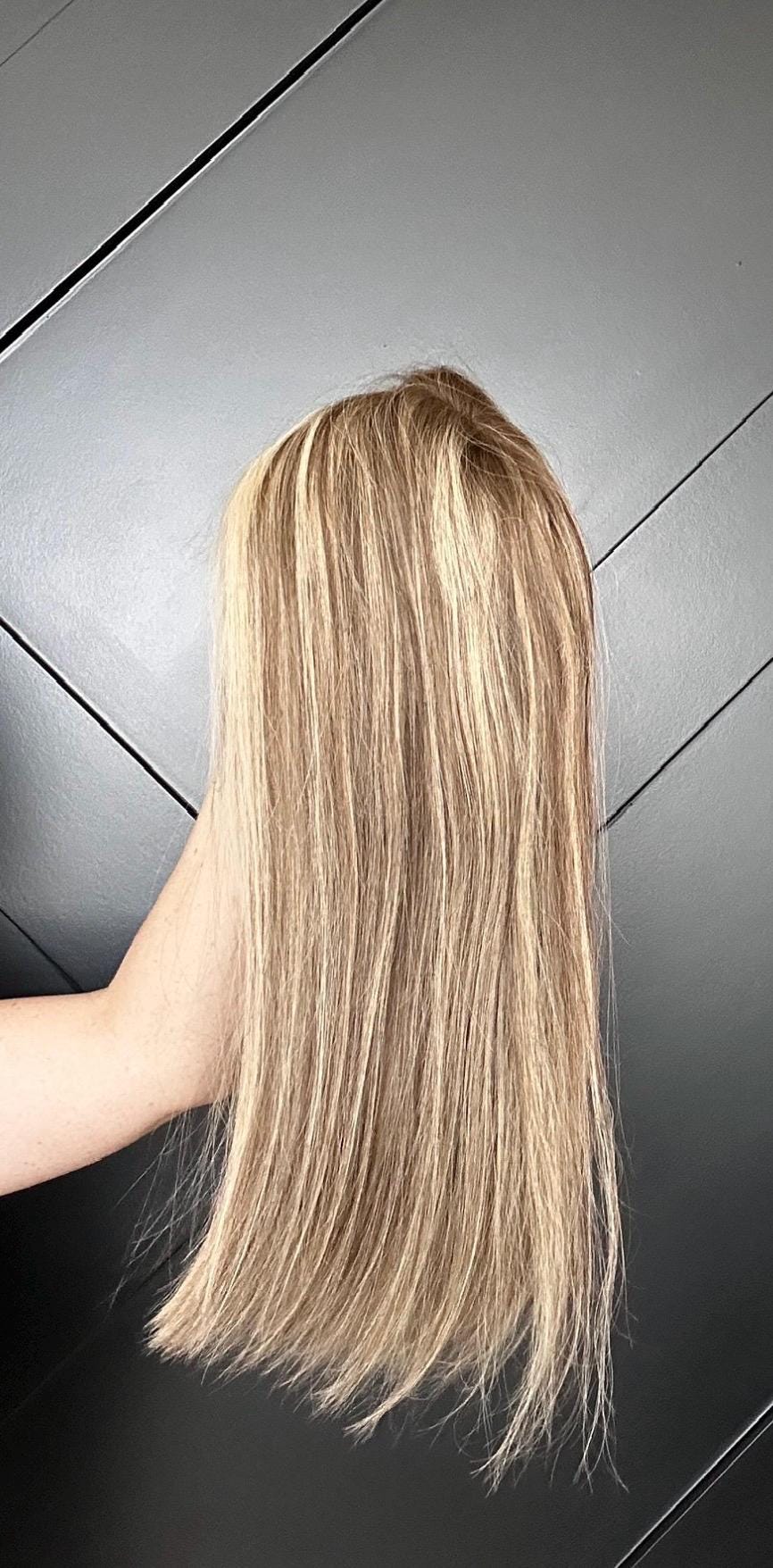 LUCKY Layered Chinese Remy Human Hair Wig | Natural Density 9x5” Lace Top Wig | light brown with highlights | 16-24”