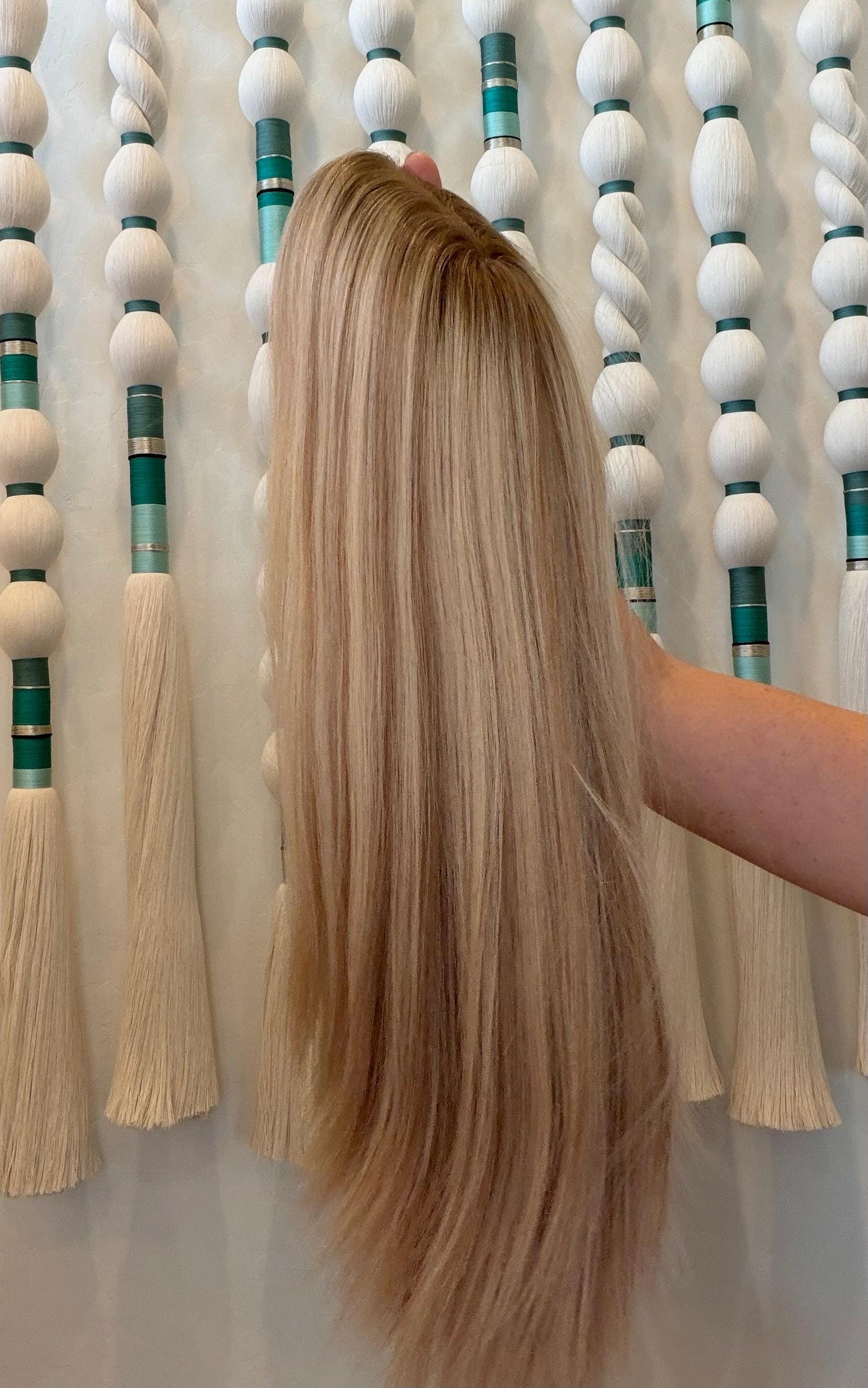 PUDDING 18" 8x8 topper 4x4 Silk Top Human Hair Topper – Ashy Blonde with Highlights | | Realistic Scalp Look | Brazilian Remy Human Hair