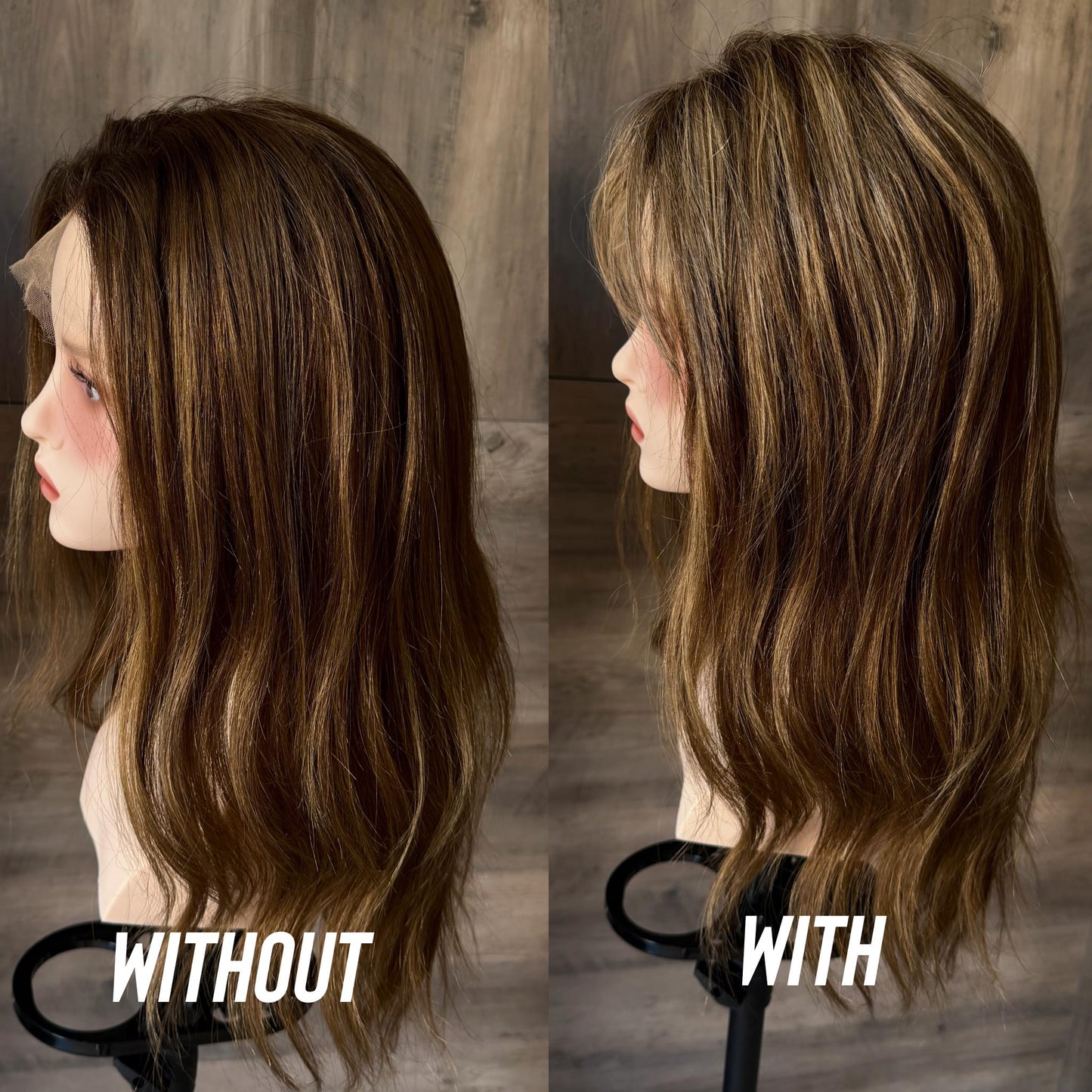 Human Hair Fringe Bangs Topper 3x4.5” | golden blonde with darker roots Human hair | hair Coverage | Thinning Hair | 10" | JILL