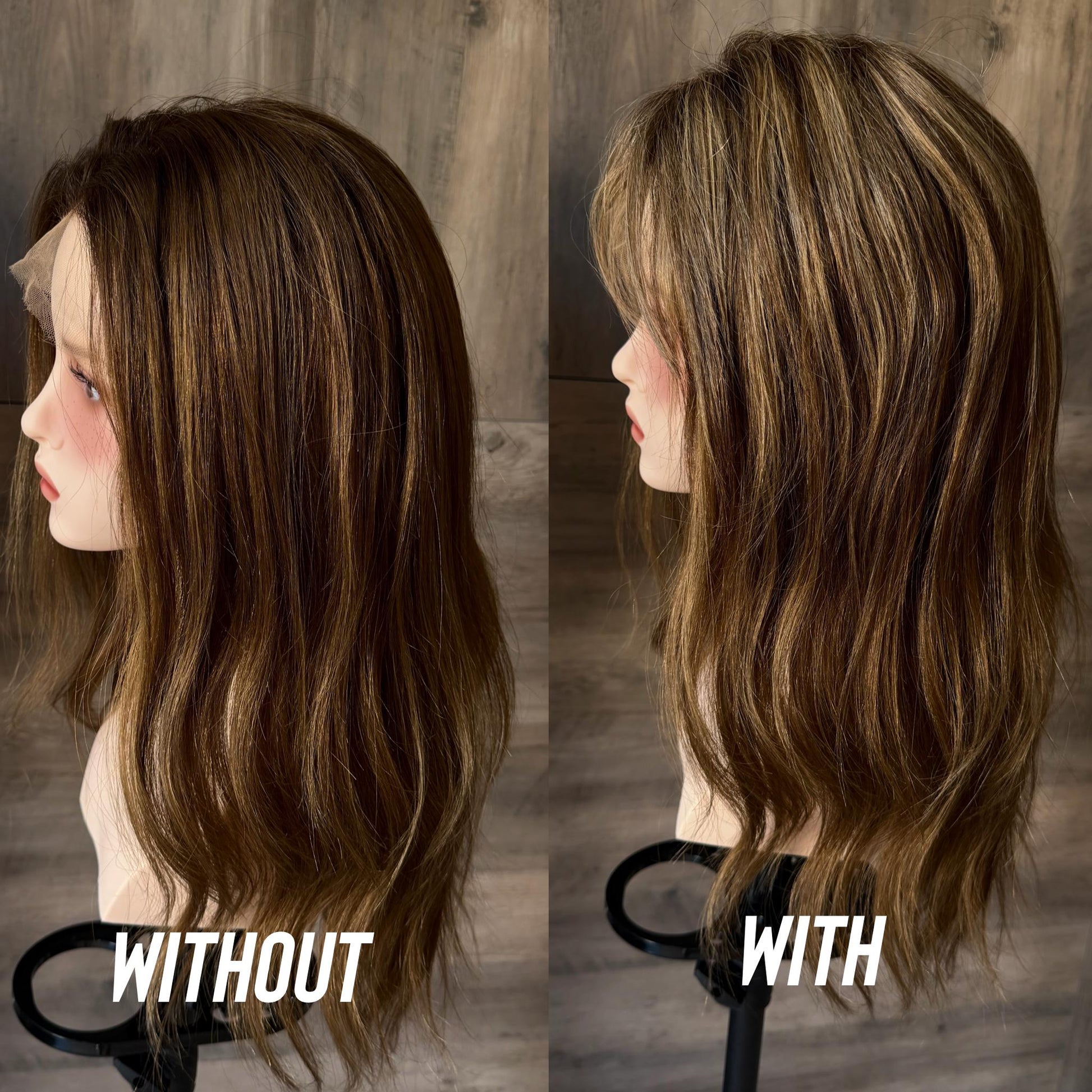 Human Hair Fringe Bangs Topper 3x4.5” | golden blonde with darker roots Human hair | hair Coverage | Thinning Hair | 10" | JILL