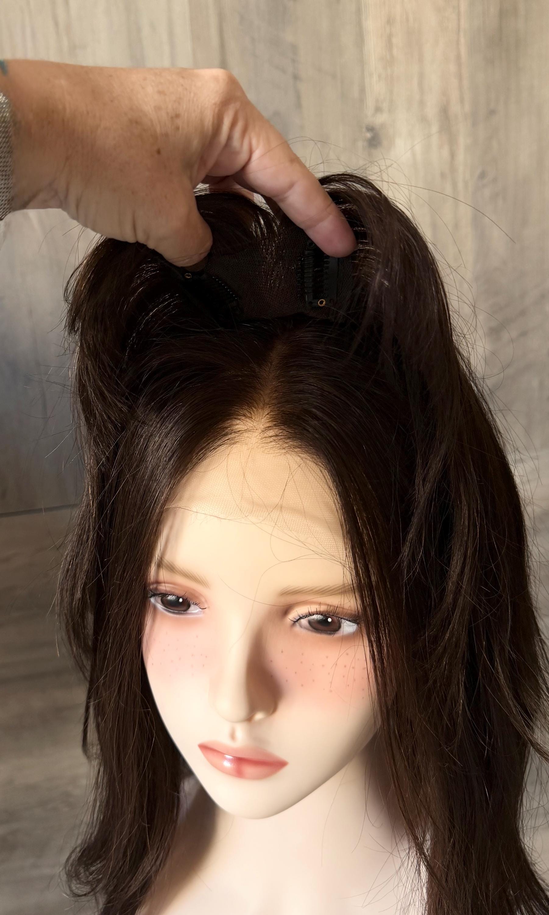 Human Hair Fringe Bangs Topper 3x4.5” | Dark Brown Human hair | hair Coverage | Thinning Hair | 10" | VANILLA