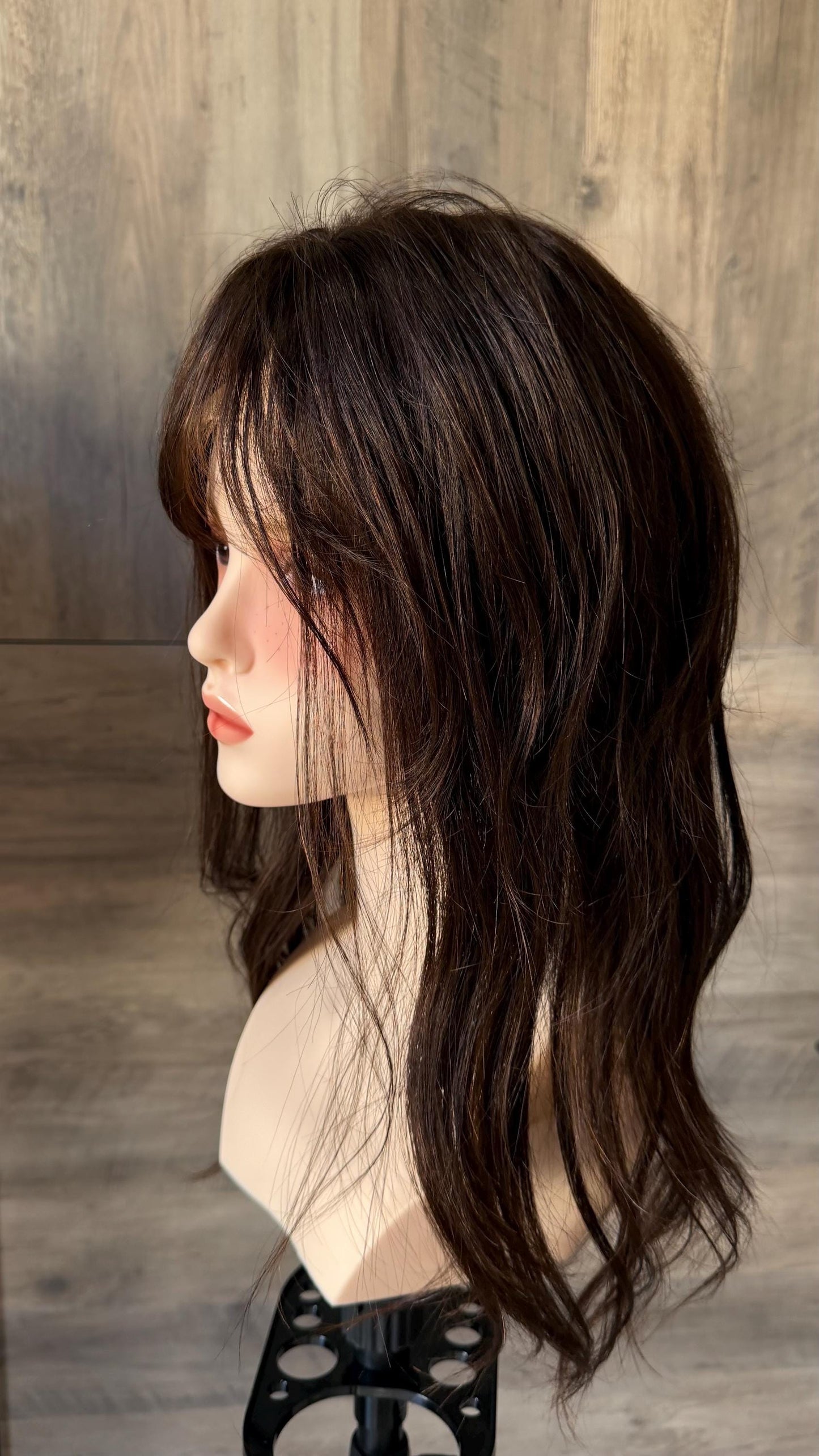 Human Hair Fringe Bangs Topper 3x4.5” | Dark Brown Human hair | hair Coverage | Thinning Hair | 10" | VANILLA
