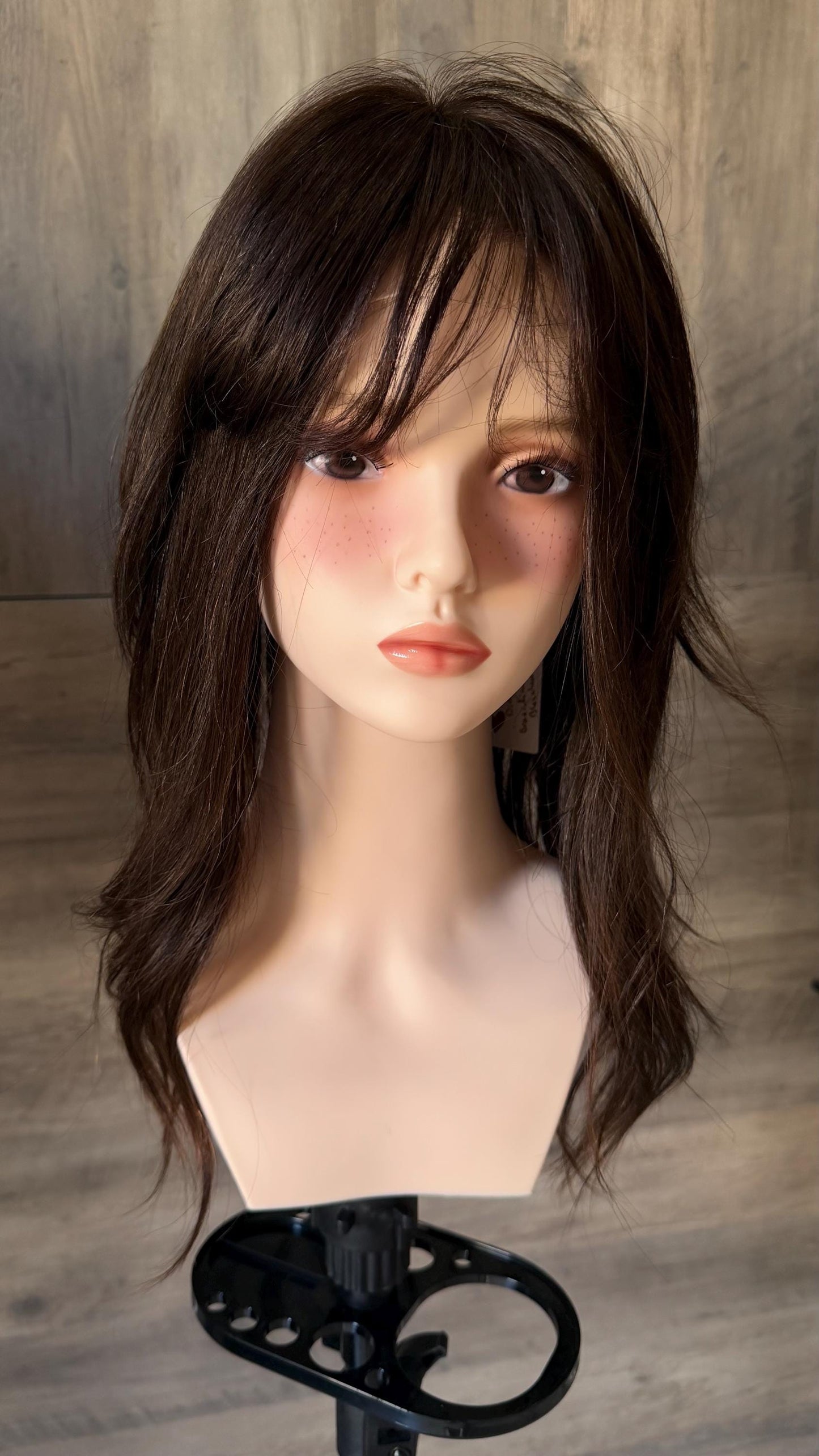 Human Hair Fringe Bangs Topper 3x4.5” | Dark Brown Human hair | hair Coverage | Thinning Hair | 10" | VANILLA