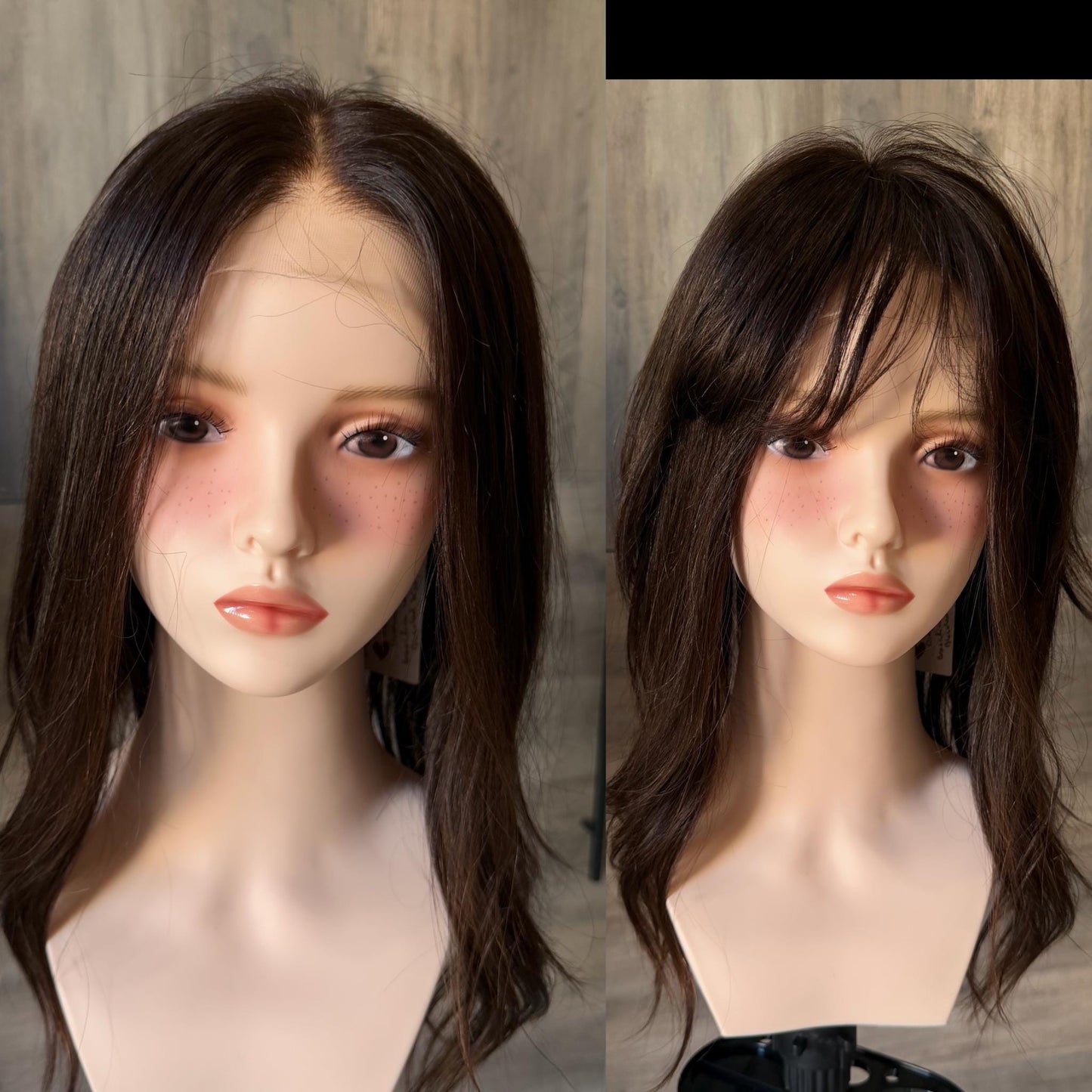 Human Hair Fringe Bangs Topper 3x4.5” | Dark Brown Human hair | hair Coverage | Thinning Hair | 10" | VANILLA