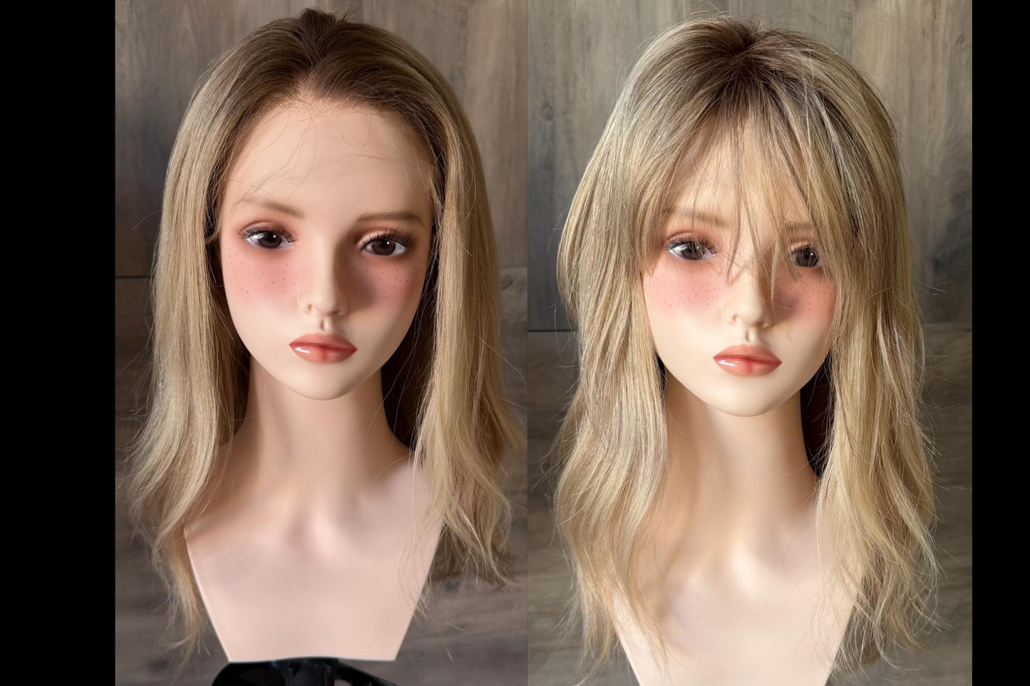 Human Hair Fringe Bangs Topper 3x4.5” | ashy blonde with mushroom roots Human hair | hair Coverage | Thinning Hair | 10" | CHITAKE