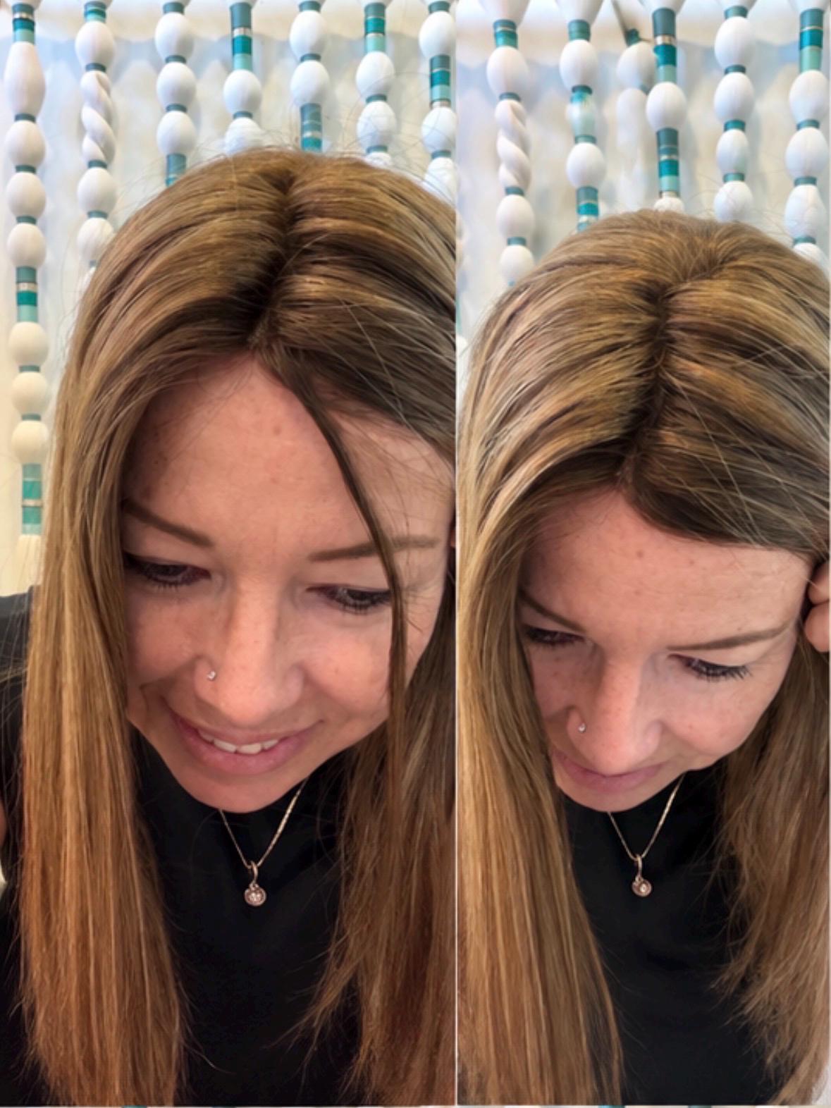 MONAKA Remy Human Hair Topper 20" | 3x5.5” monofilament top| Low Density | Medium Brown with Golden Highlights