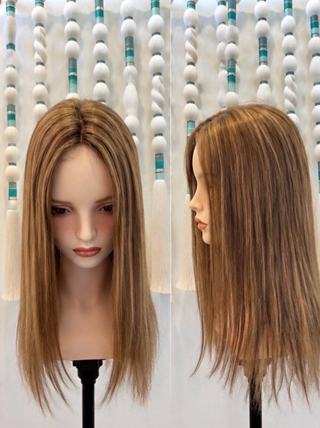 MONAKA Remy Human Hair Topper 20" | 3x5.5” monofilament top| Low Density | Medium Brown with Golden Highlights