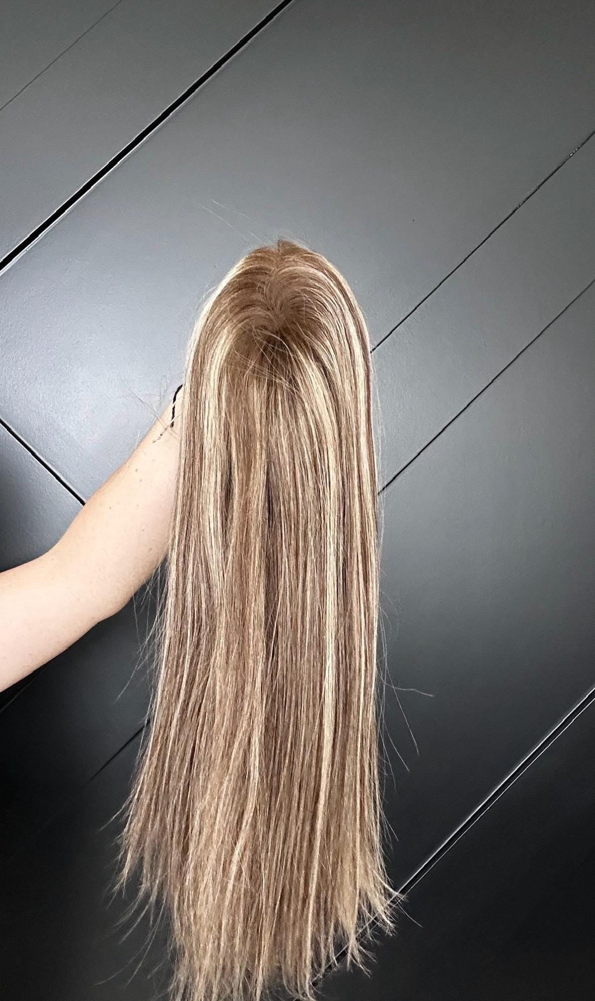 LUCKY Layered Chinese Remy Human Hair Wig | Natural Density 9x5” Lace Top Wig | light brown with highlights | 16-24”