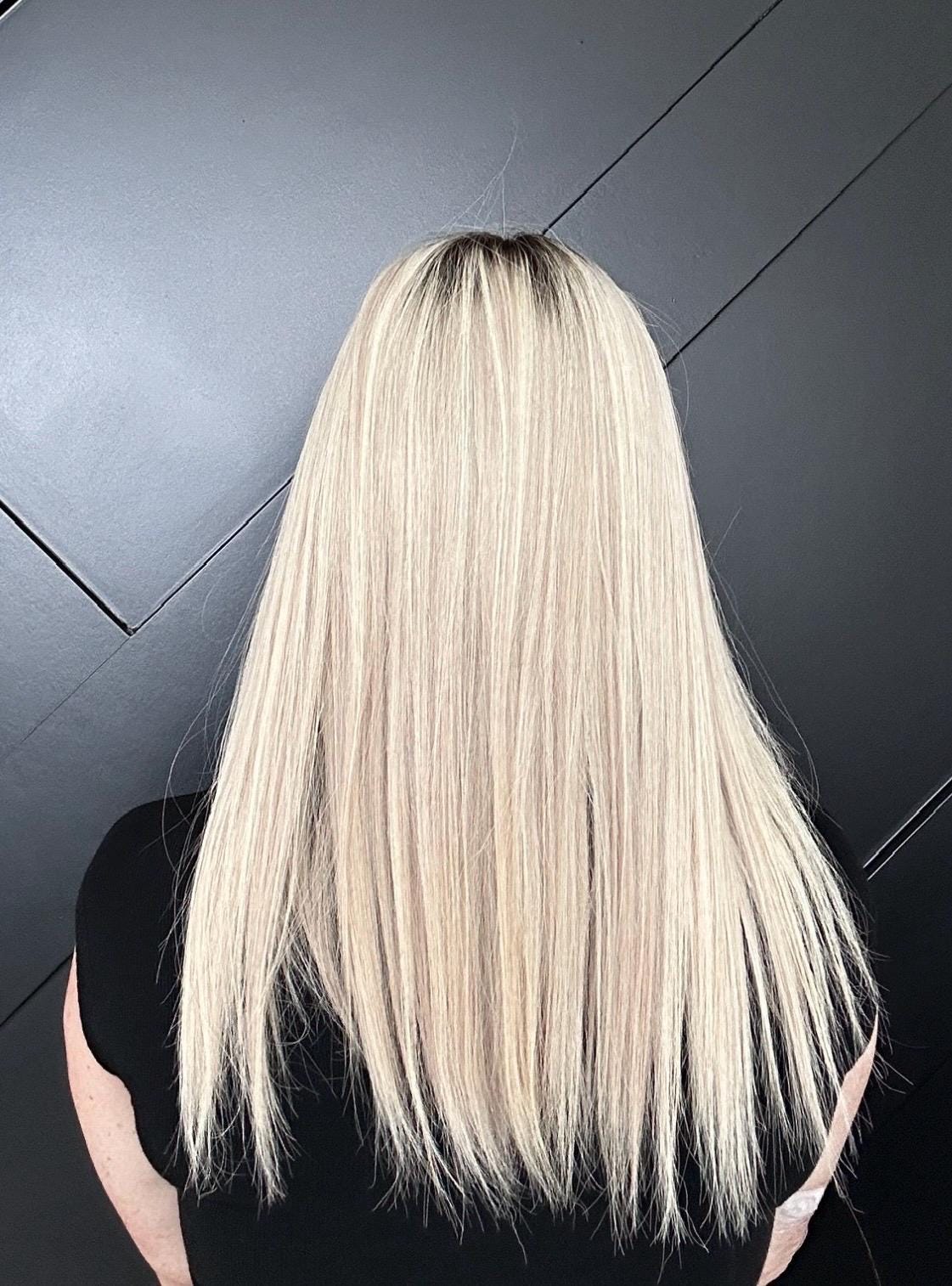 BREVA Layered European Remy Human Hair Wig | Natural Density 9x5” Lace Top Wig | natural black with light blonde Mid and ends | 18-24”