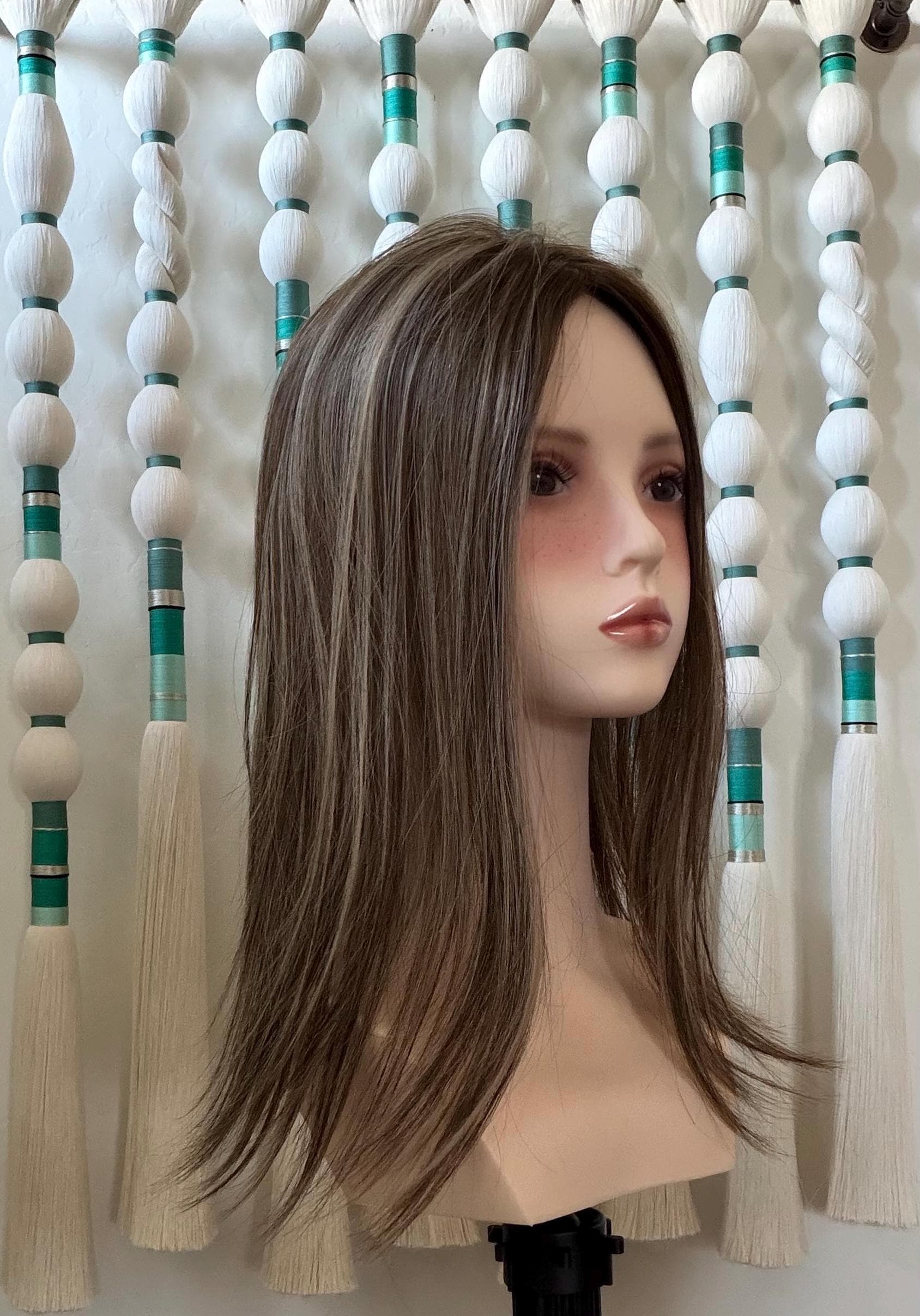 AMARETTI 5x6”” Remy Human Hair Topper 18” monofilament top| Low Density | Brown with Highlights