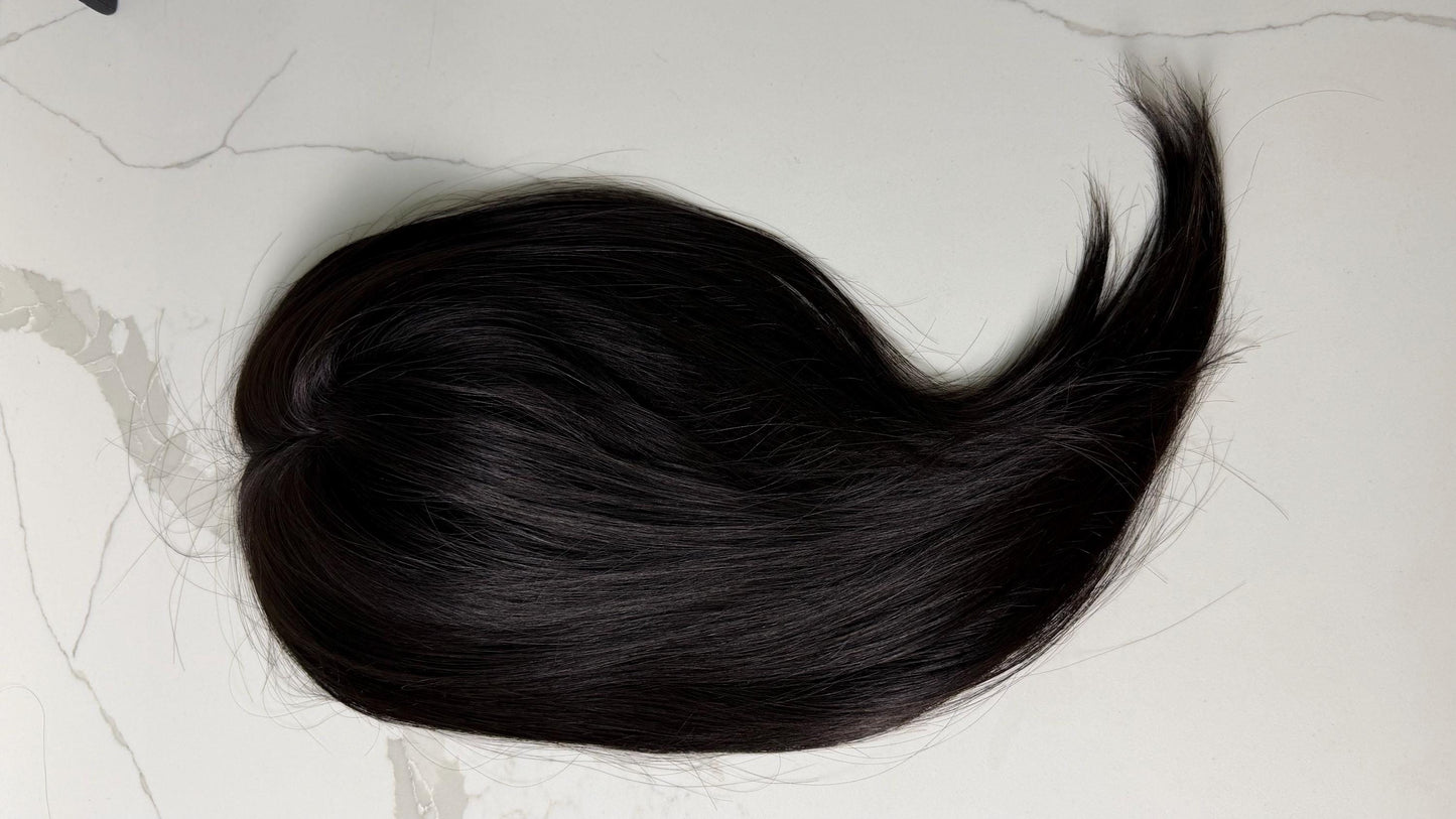CANELE 6.5x7”” Remy Human Hair Topper 16” silk top| Natural Density | Natural Black