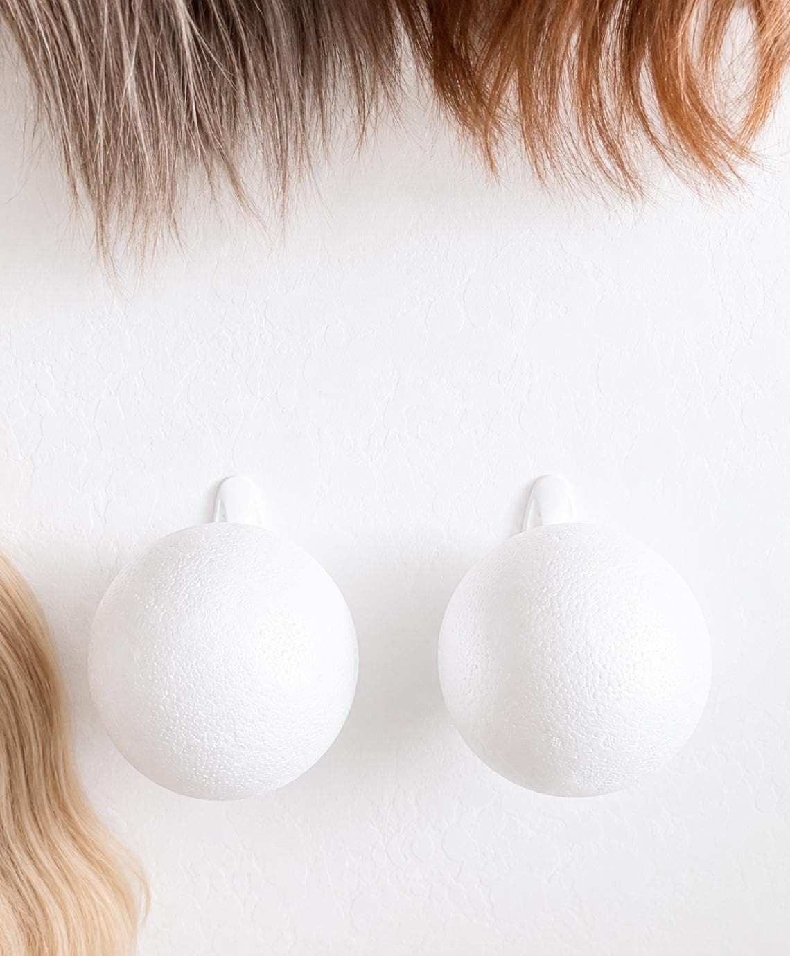 Wall-Mounted Wig & Topper Organizer Set of 2, Wig Storage Holder, 6” Foam Head Stand, Wig Display, Hairpiece and Topper Storage