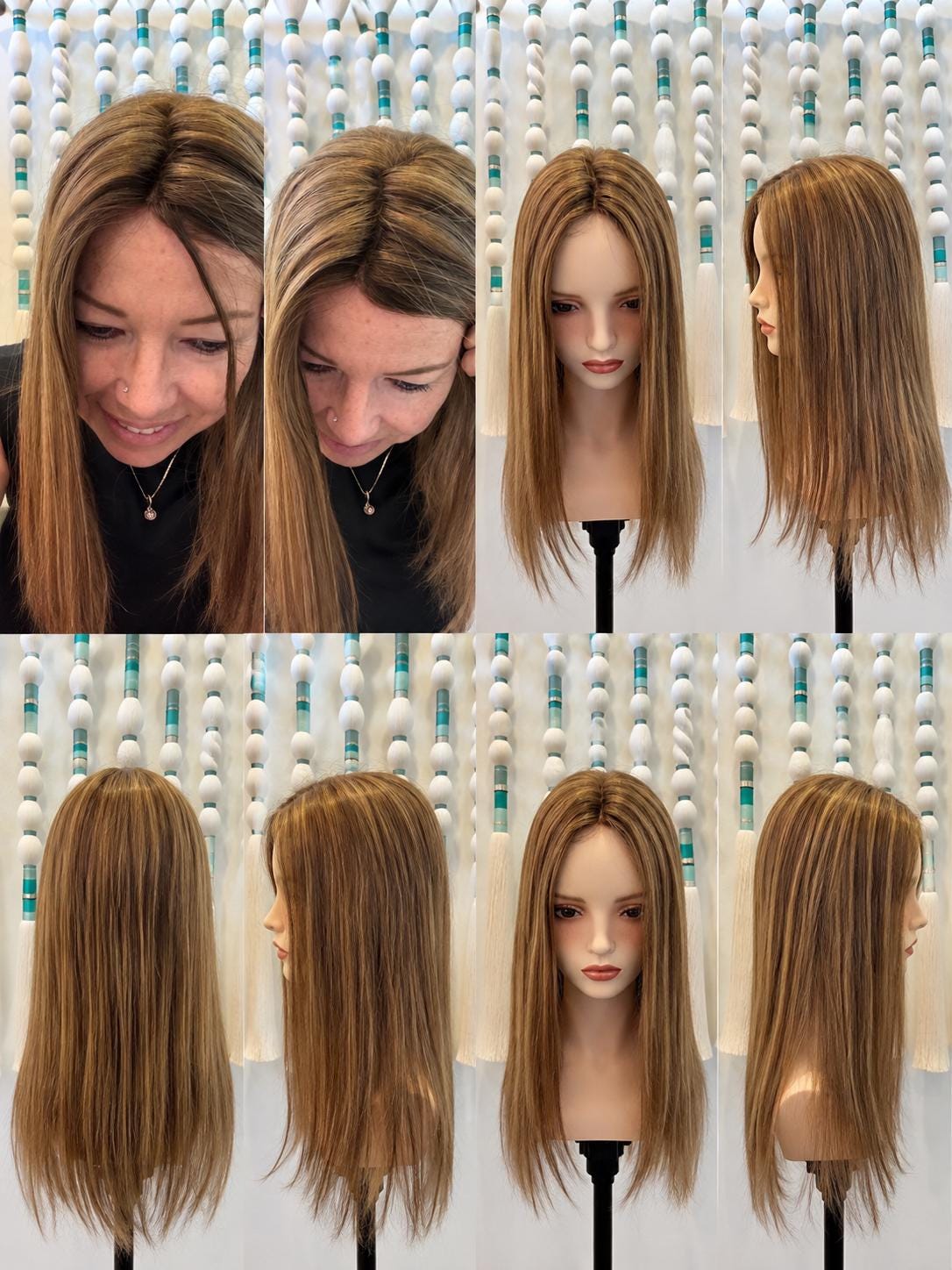 MONAKA Remy Human Hair Topper 20" | 3x5.5” monofilament top| Low Density | Medium Brown with Golden Highlights