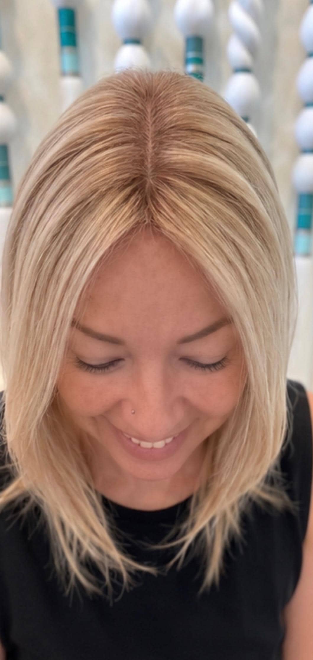 ALFAJOR Remy Human Hair Topper 16" | 3x5.5” monofilament top| Natural Density | Bright Blonde with blonde lowlights